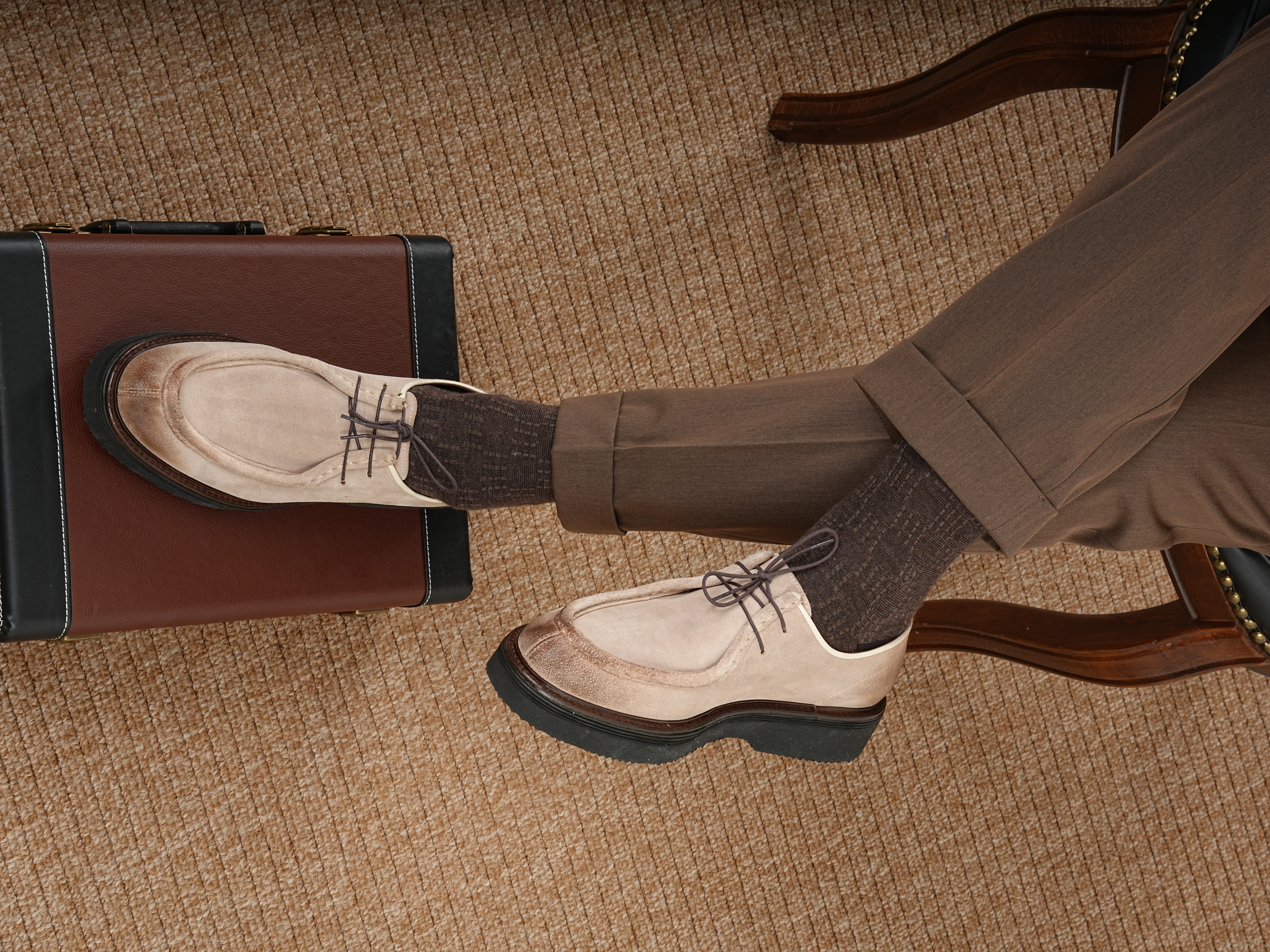 Erkek Premium Süet Deri İç Astar Dana Deri Eva Taban Ayakkabı - Bej