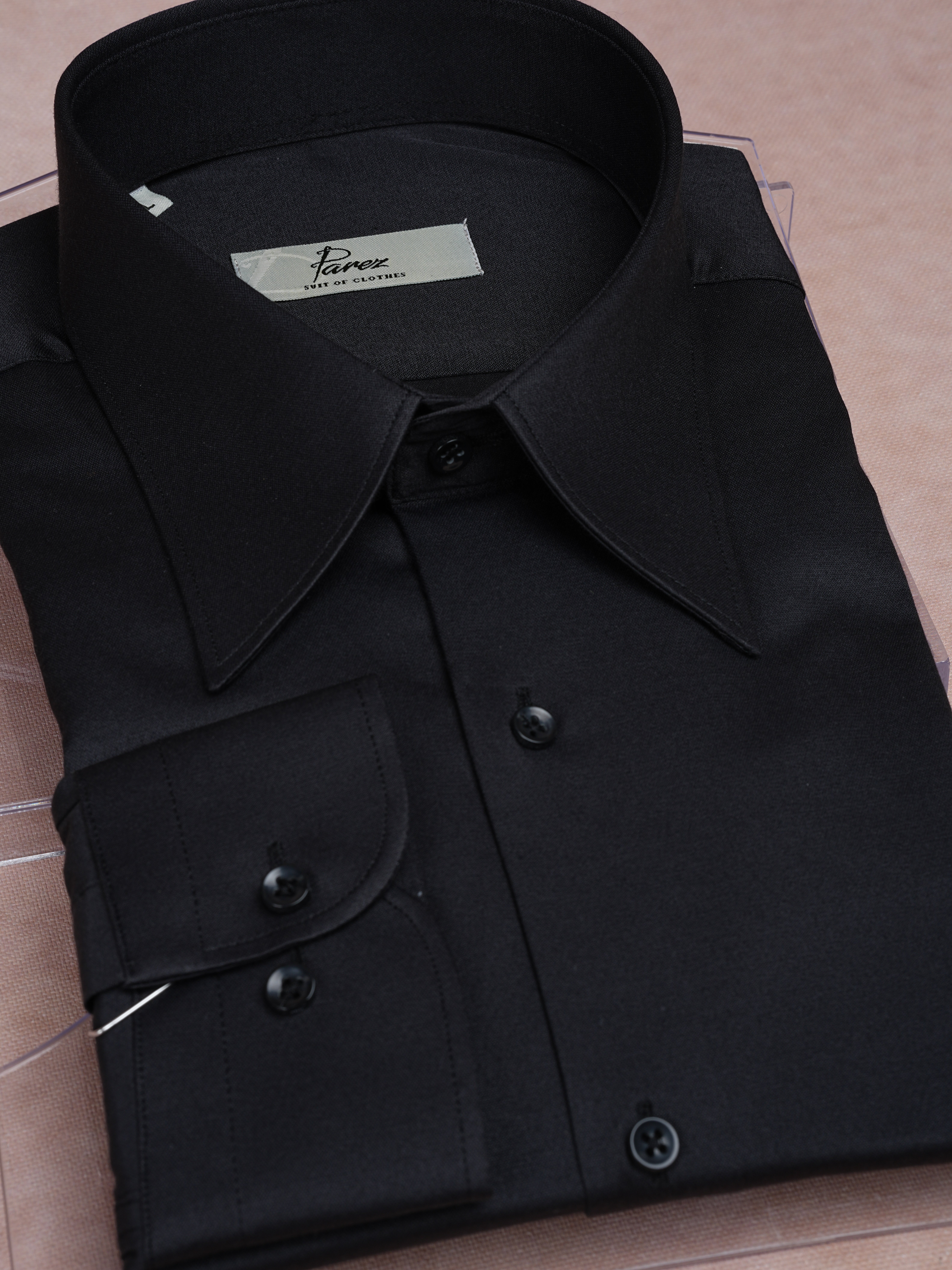Premium Italian Style Slim Fit Pointed Collar Mens Shirt - Black