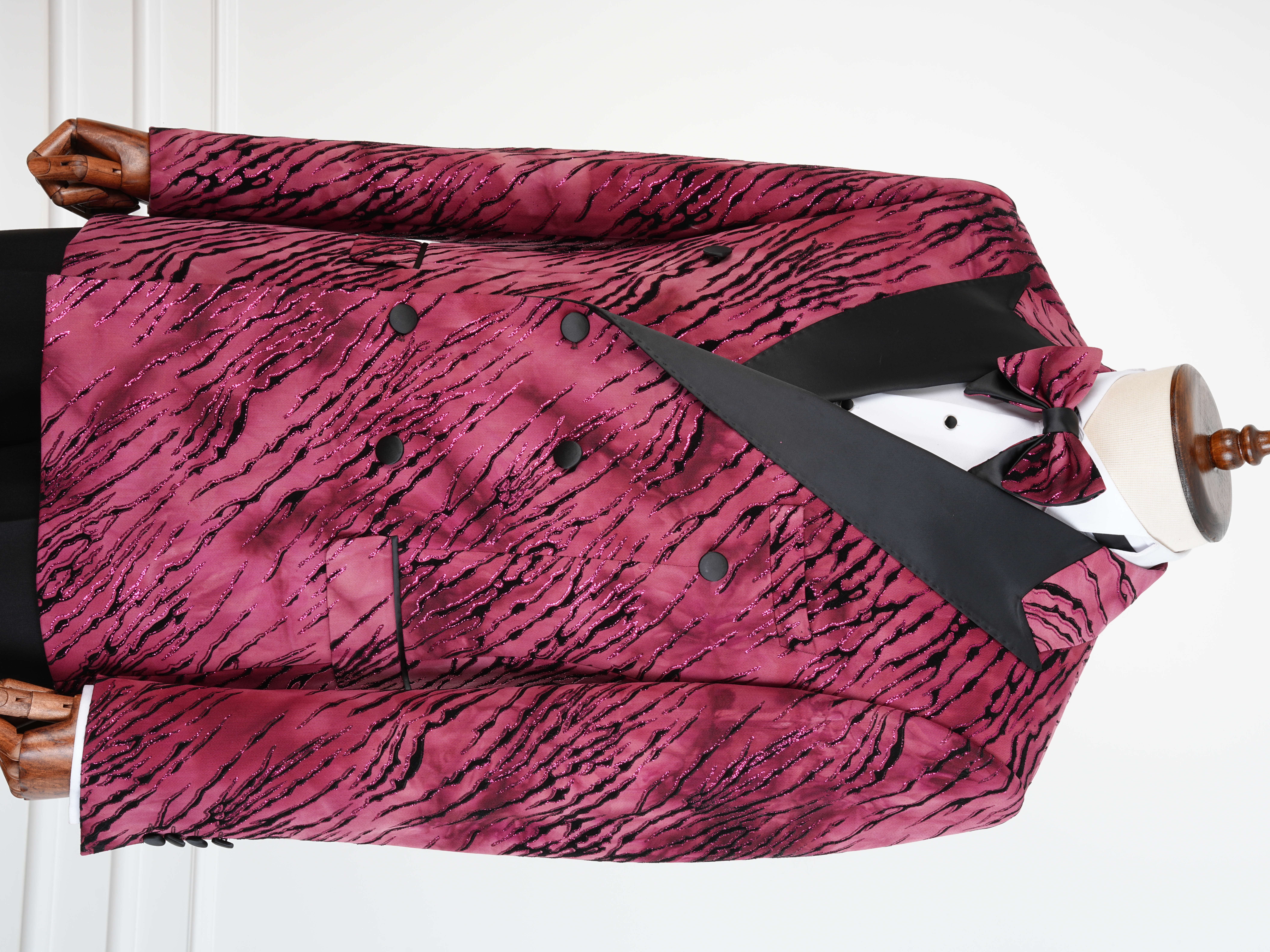 Erkek Slim Fit İtalyan Stil Desenli Damatlık Smokin - Bordo