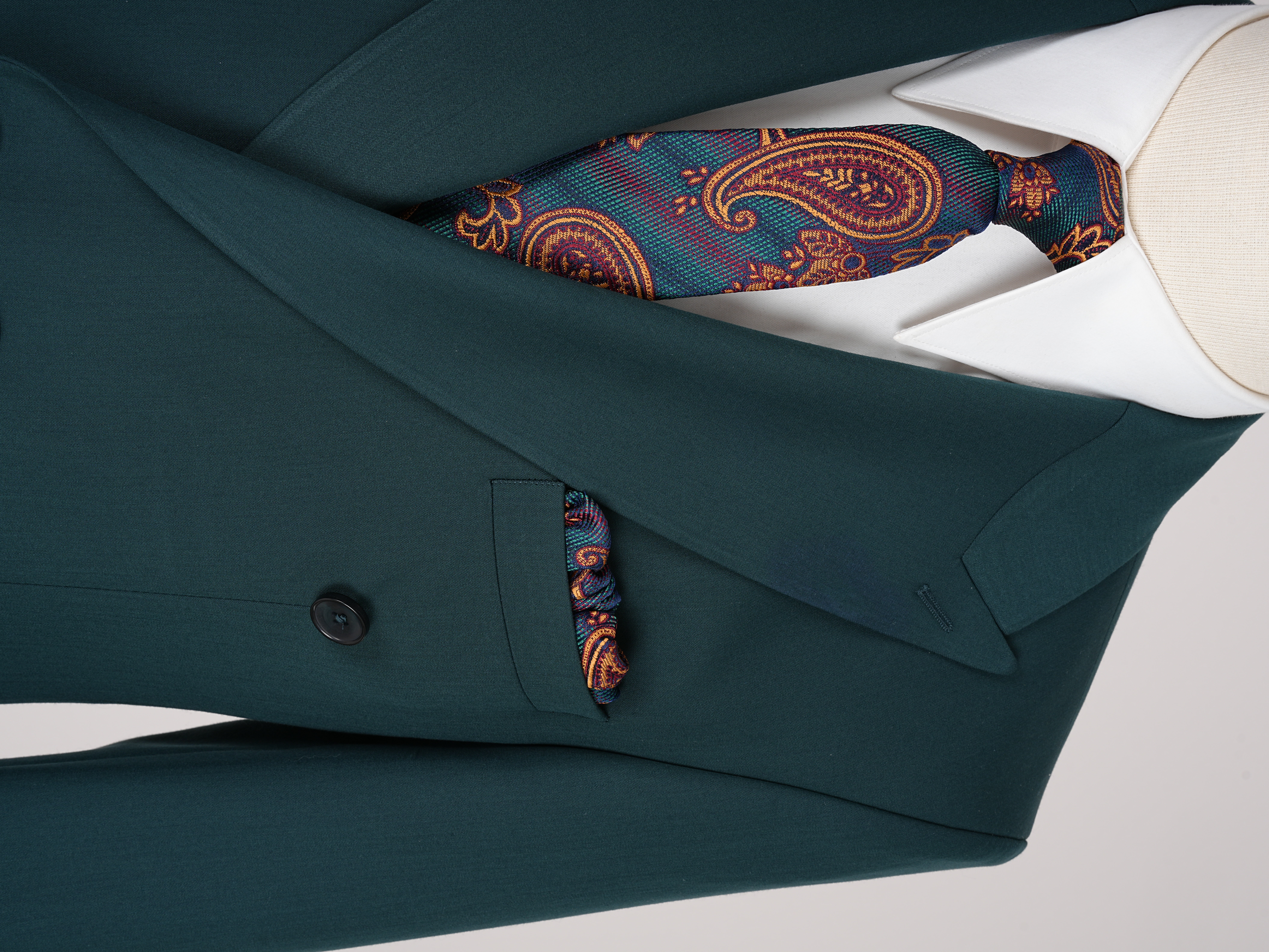 Premium Mens Double-Breasted italian Slim-Fit Suit Jacket & Trousers - Green