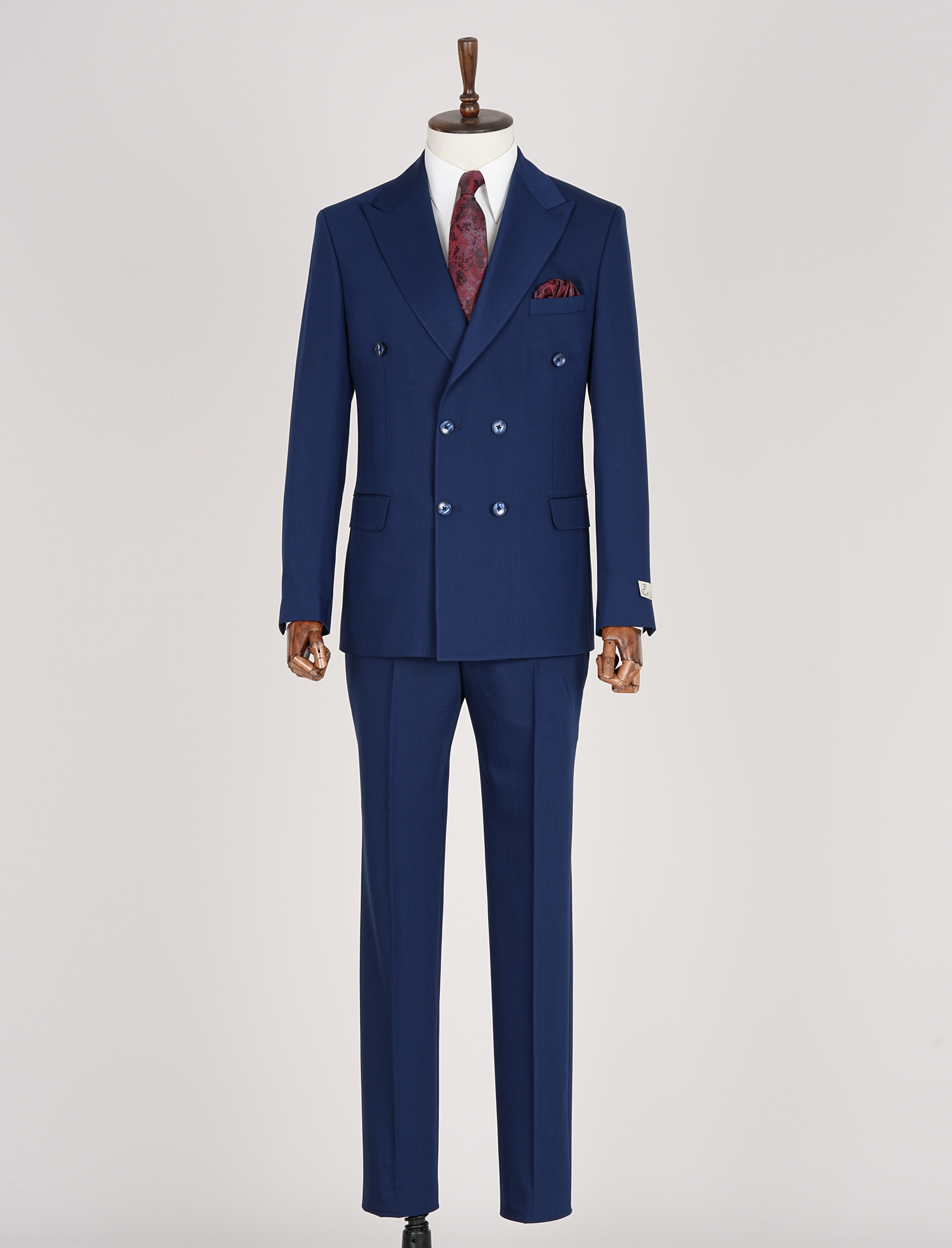 Premium Mens Double-Breasted italian Slim-Fit Suit Jacket & Trousers - Navy
