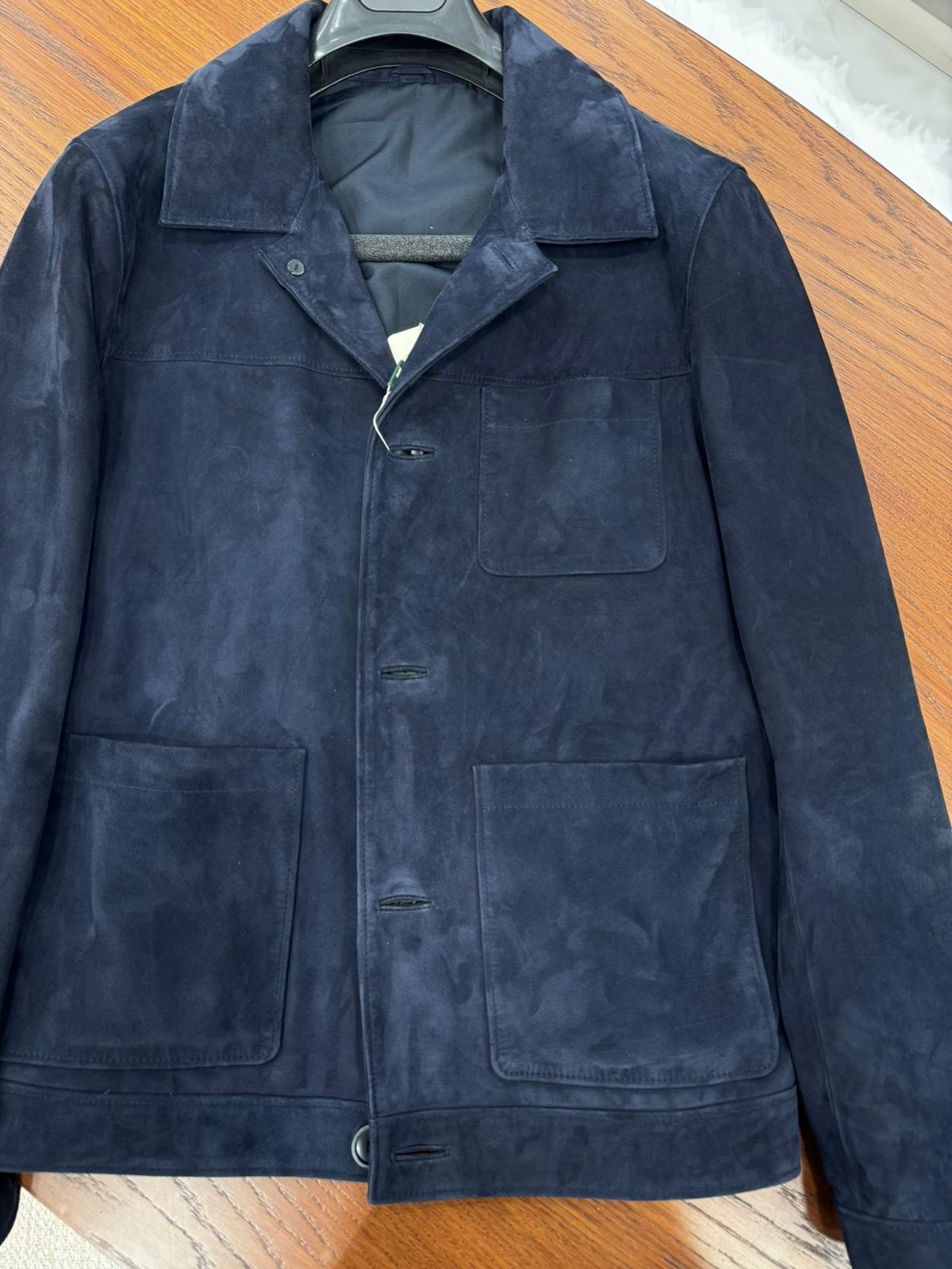 Erkek Slim Fit Torba Cepli Hakiki Süet Deri - Lacivert