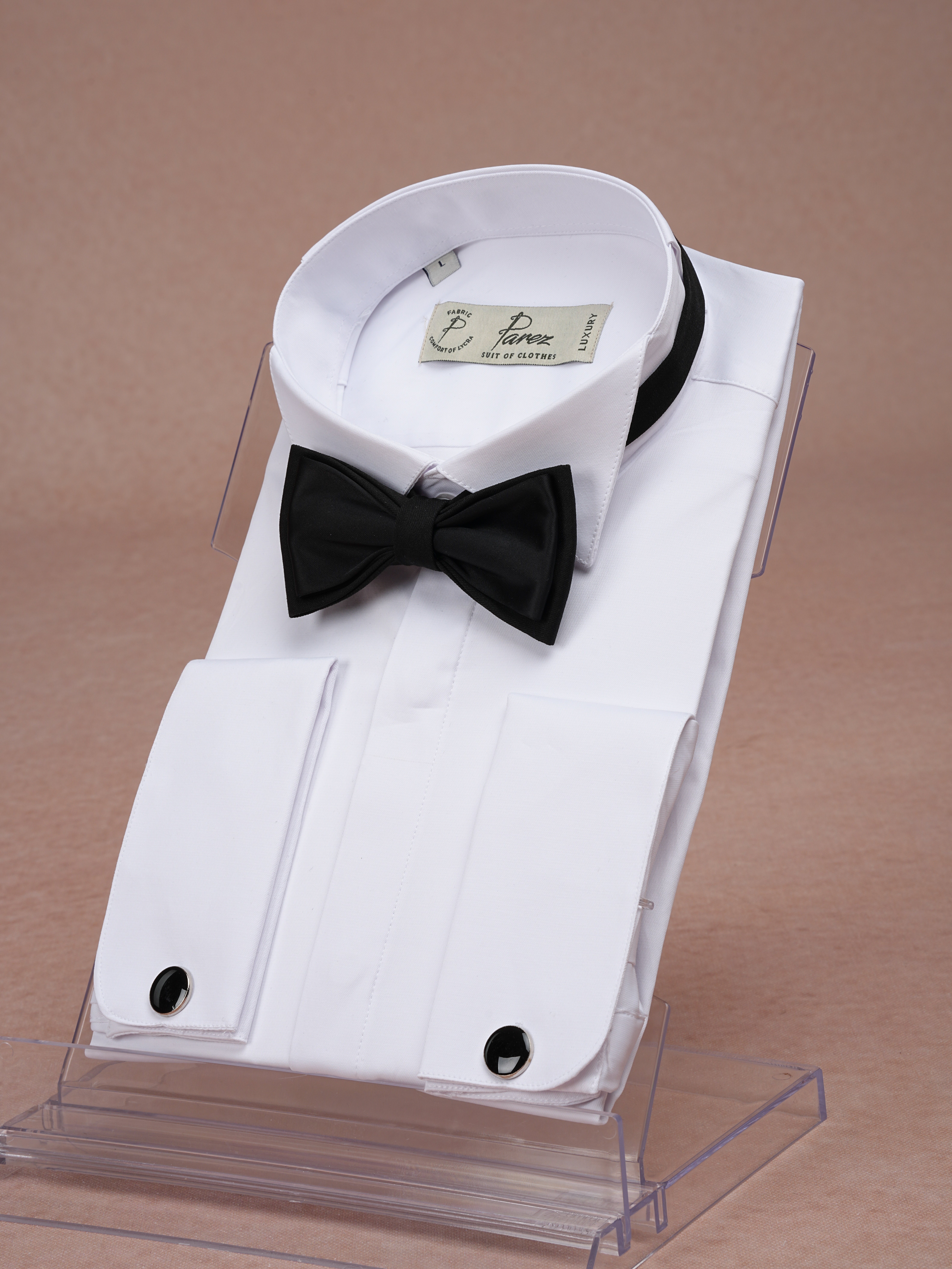 Premium Italian Style Slim Fit Hidden Button Ata Collar Mens Shirt - White