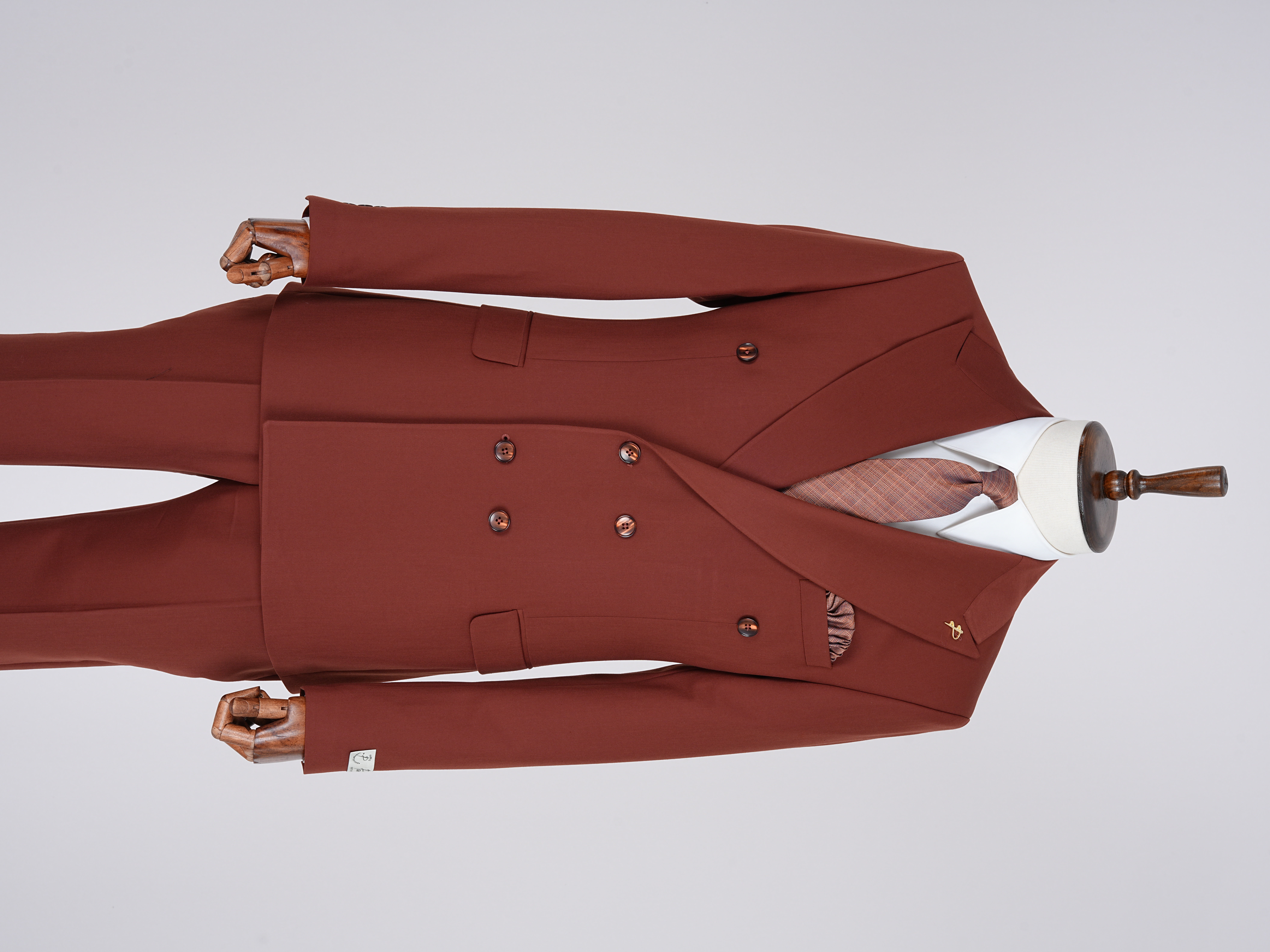 Premium Mens Double-Breasted italian Slim-Fit Suit Jacket & Trousers - Terracotta