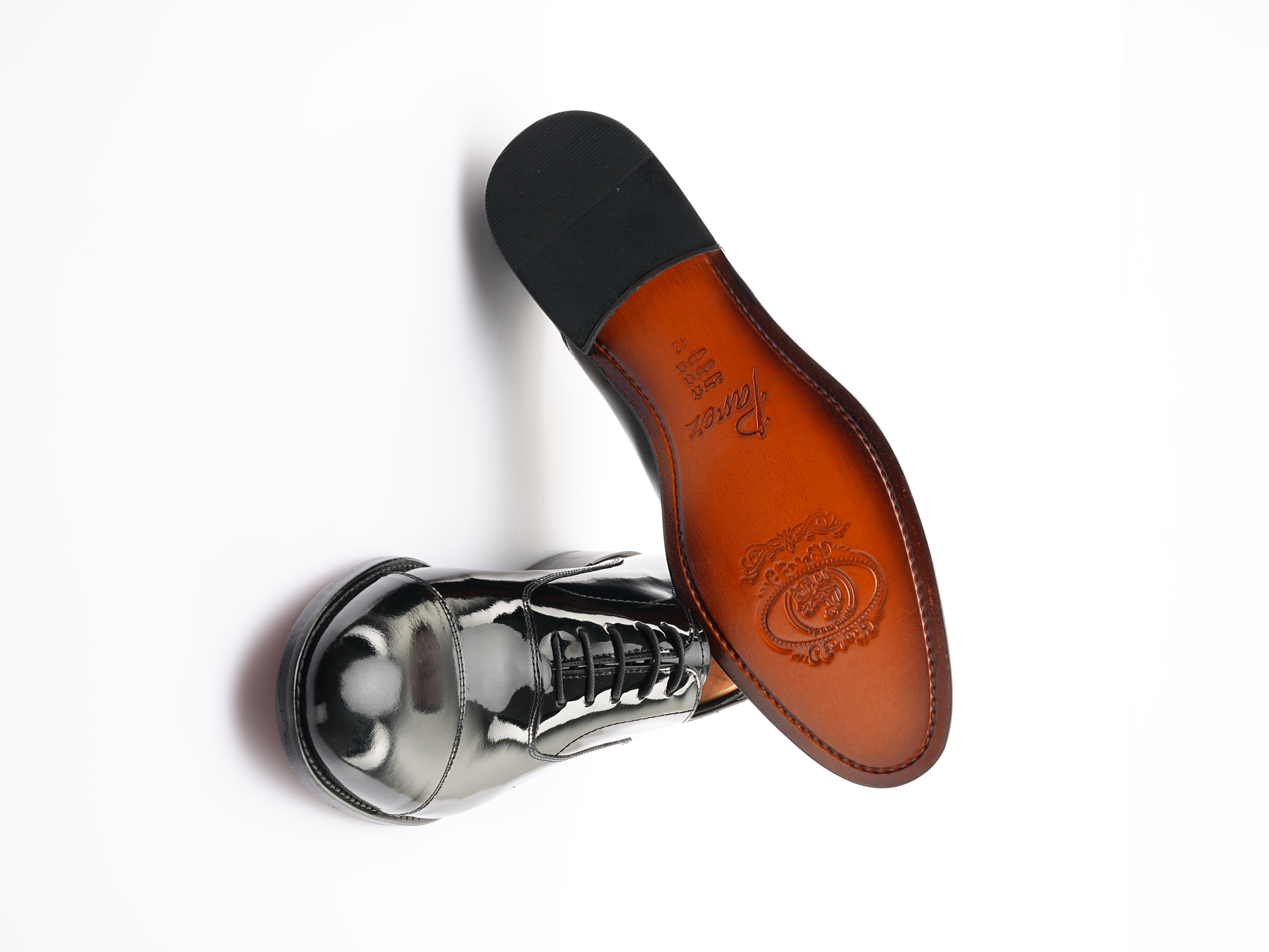 Erkek Hakiki Deri Bağcıklı Rugan Ayakkabı - Siyah Rugan