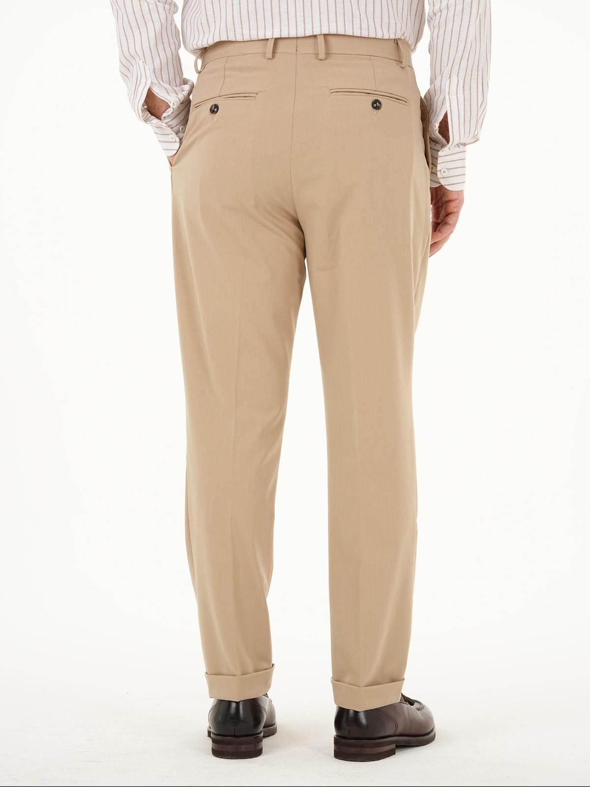 İtalyan Stil Slim Fit Klasik Erkek Pantolon - Krem