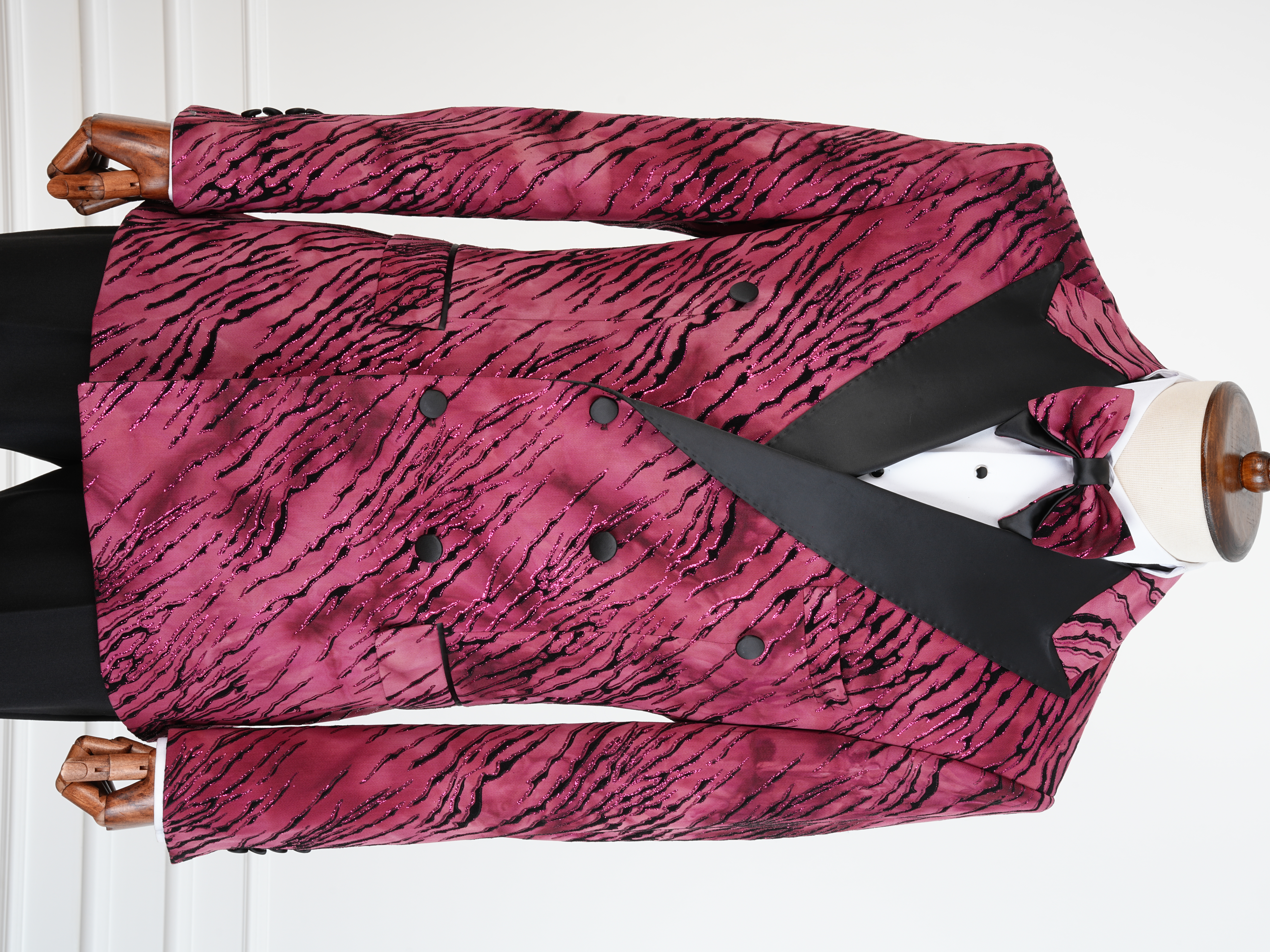 Erkek Slim Fit İtalyan Stil Desenli Damatlık Smokin - Bordo