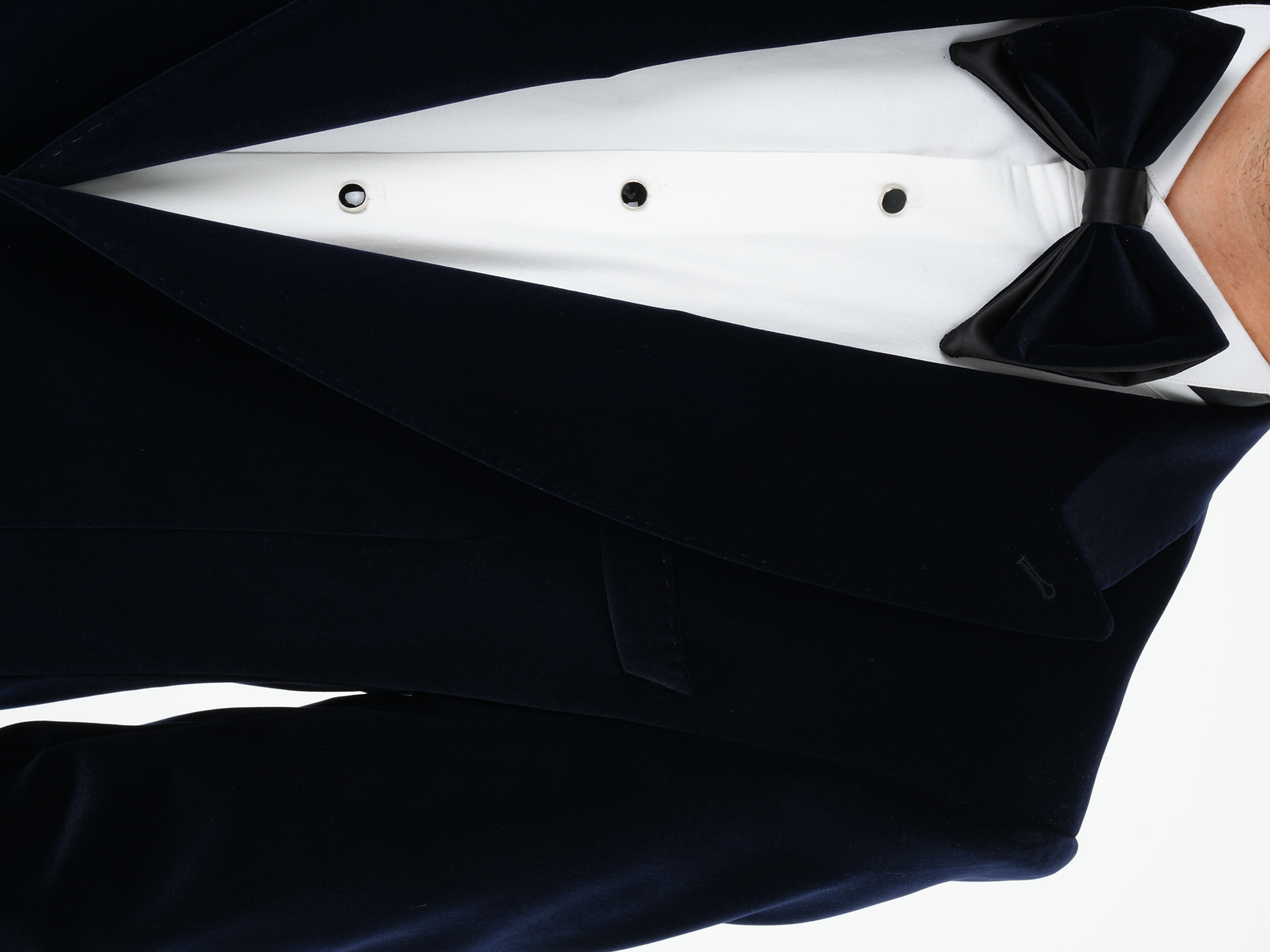 Premium Erkek Kadife Smokin Damatlık Gold Düğme Punto Dikişli Ceket Pantolon Papyon - Lacivert