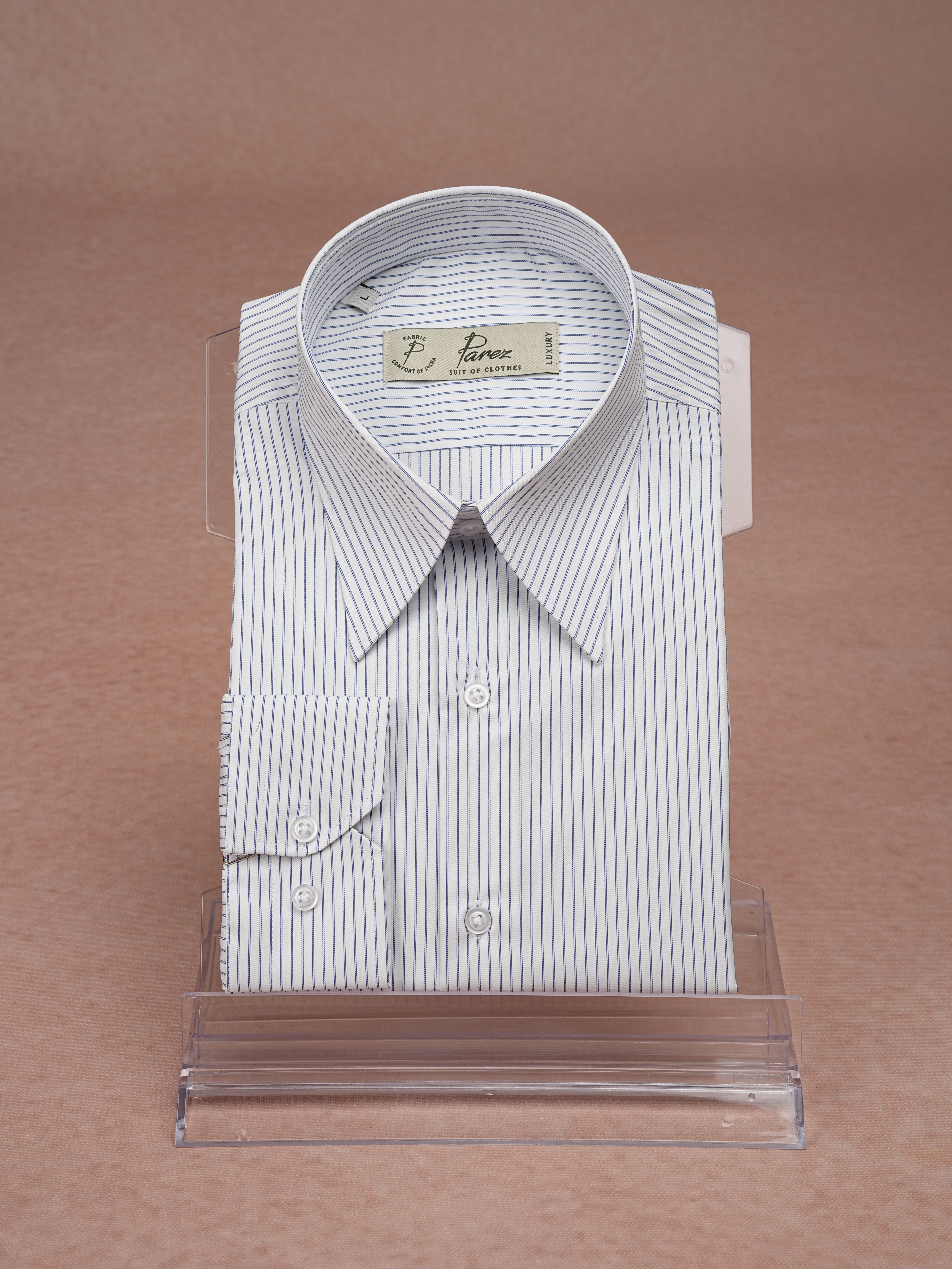 Premium İtalyan Stil Slim Fit Çizgili Sivri Yaka Erkek Gömlek - Lacivert