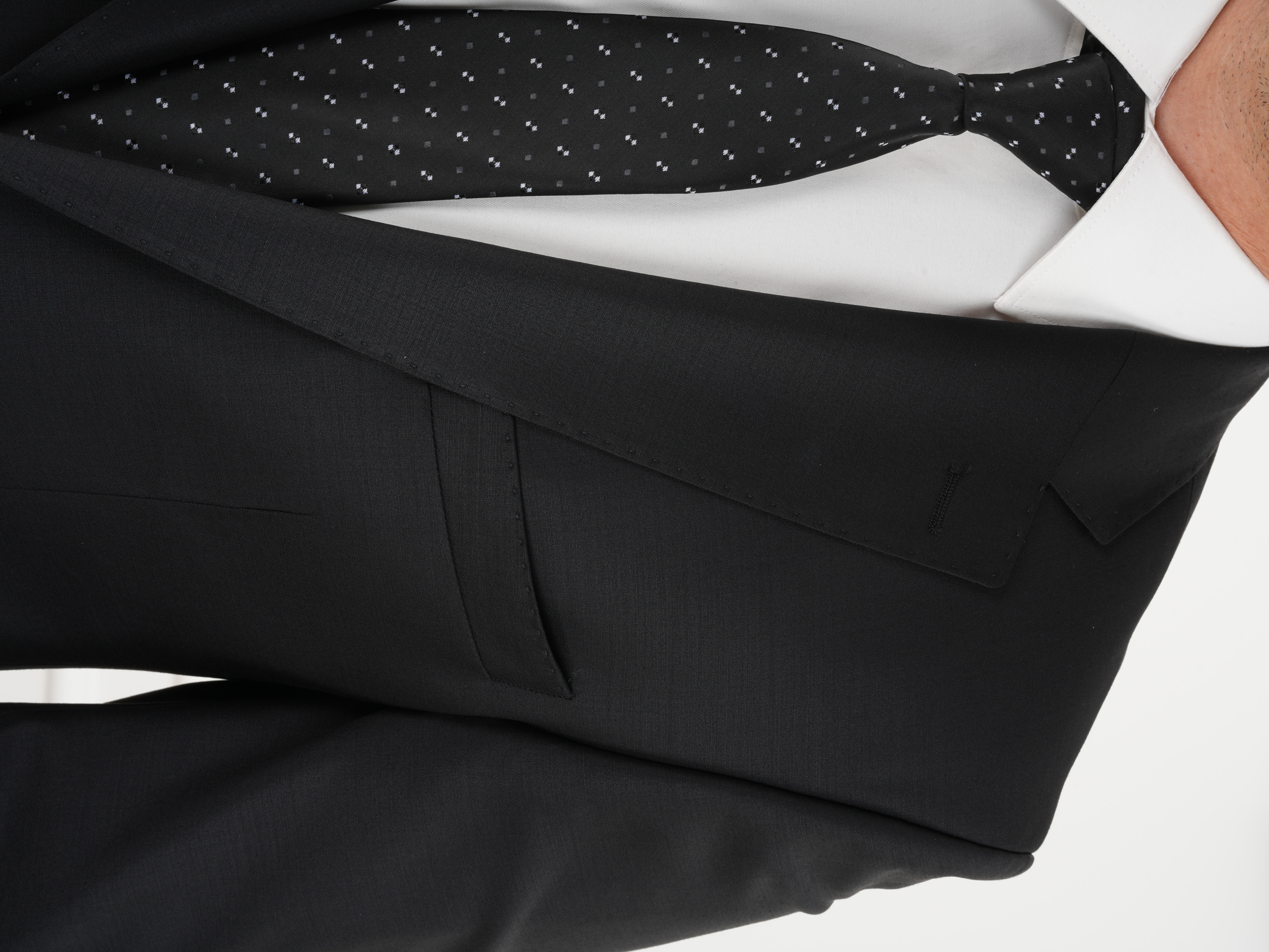 Erkek Regular İtalyan Stil Yünlü Mono Yaka Takım Elbise Ceket Pantolon - Siyah