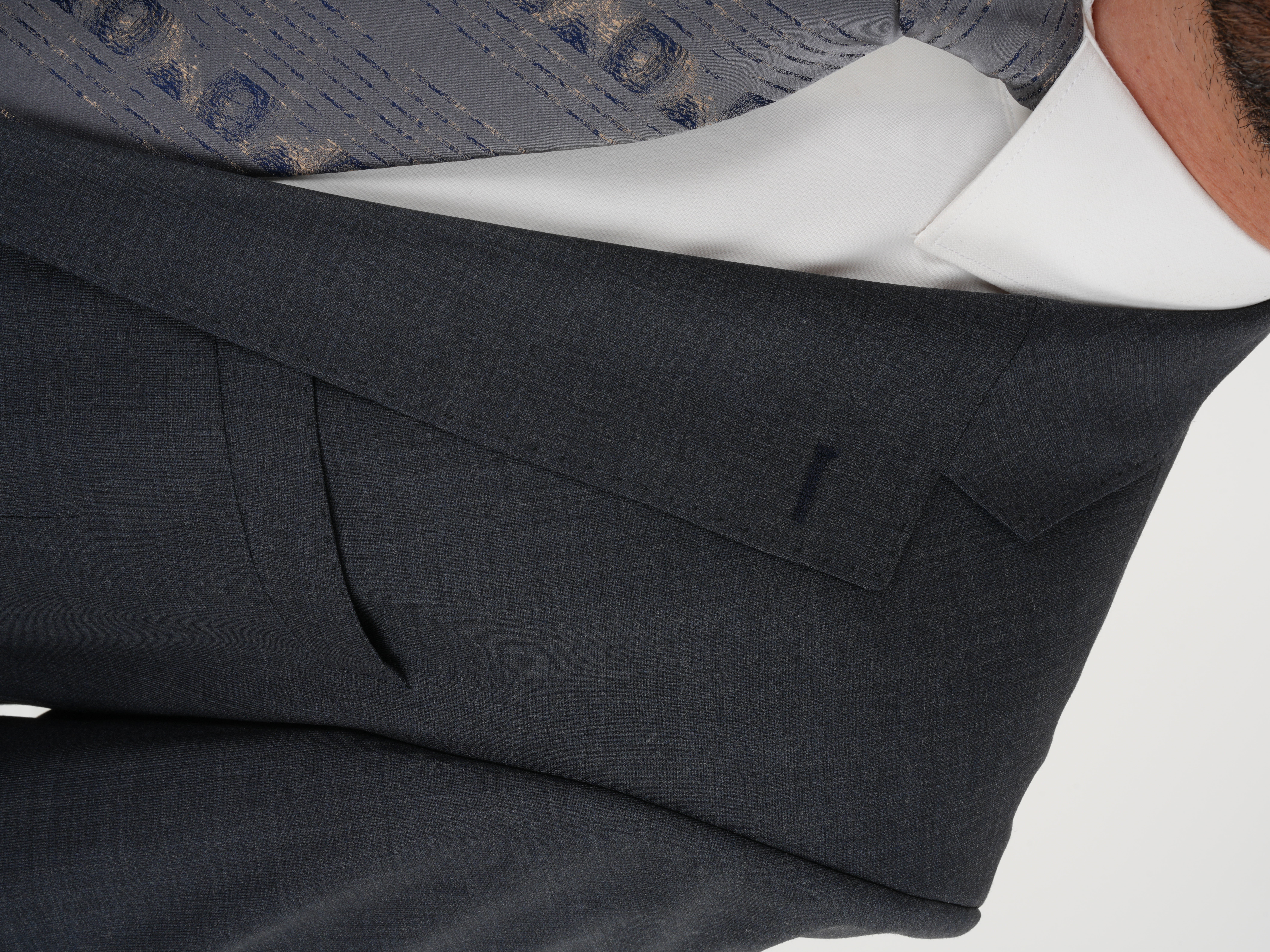 Erkek Regular İtalyan Stil Yünlü Mono Yaka Takım Elbise Ceket Pantolon - Füme