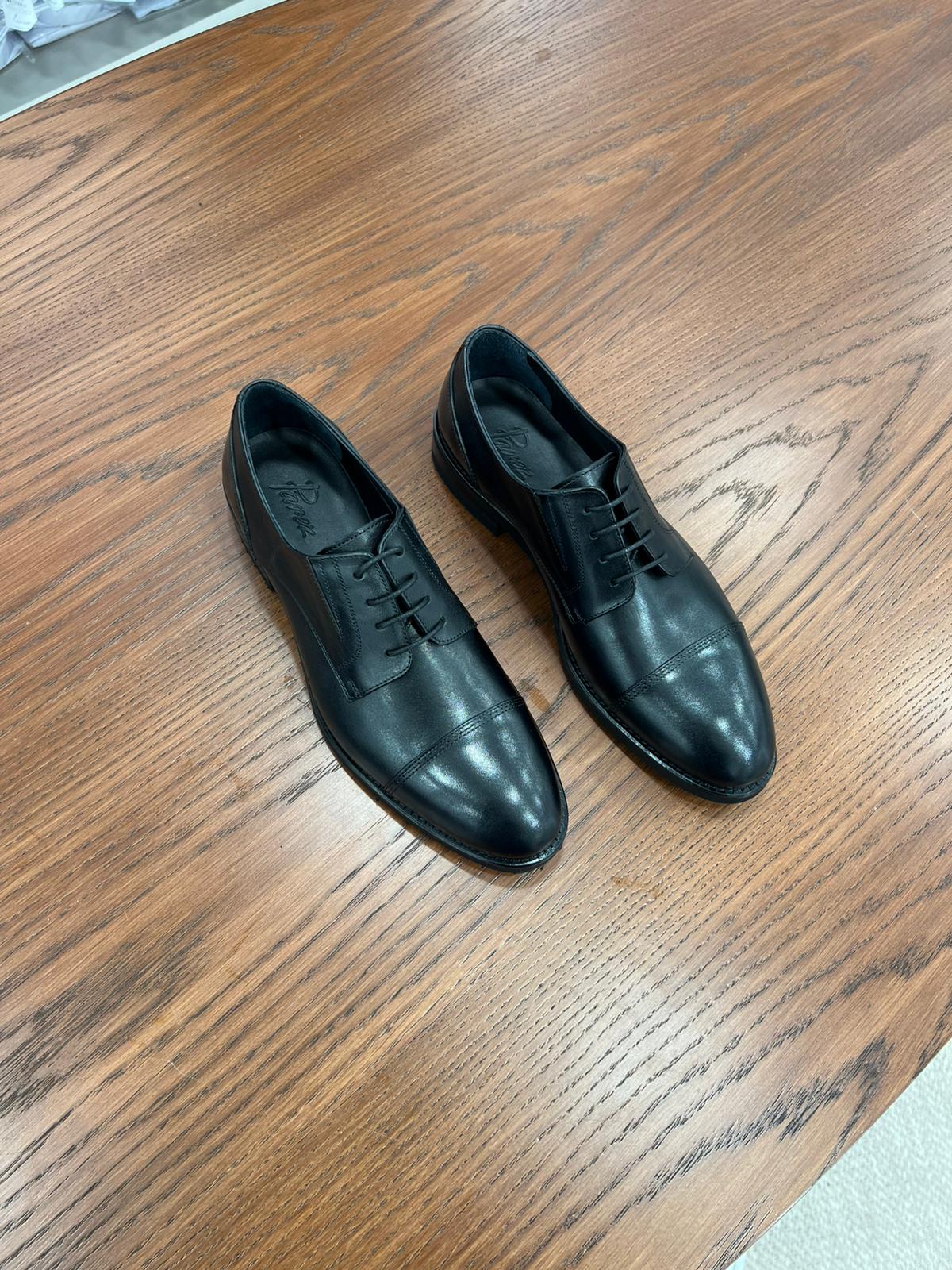 Erkek Premium Deri Dana İç Astar Özel Hafif Eva Taban Bağcıklı Ayakkabı - Siyah