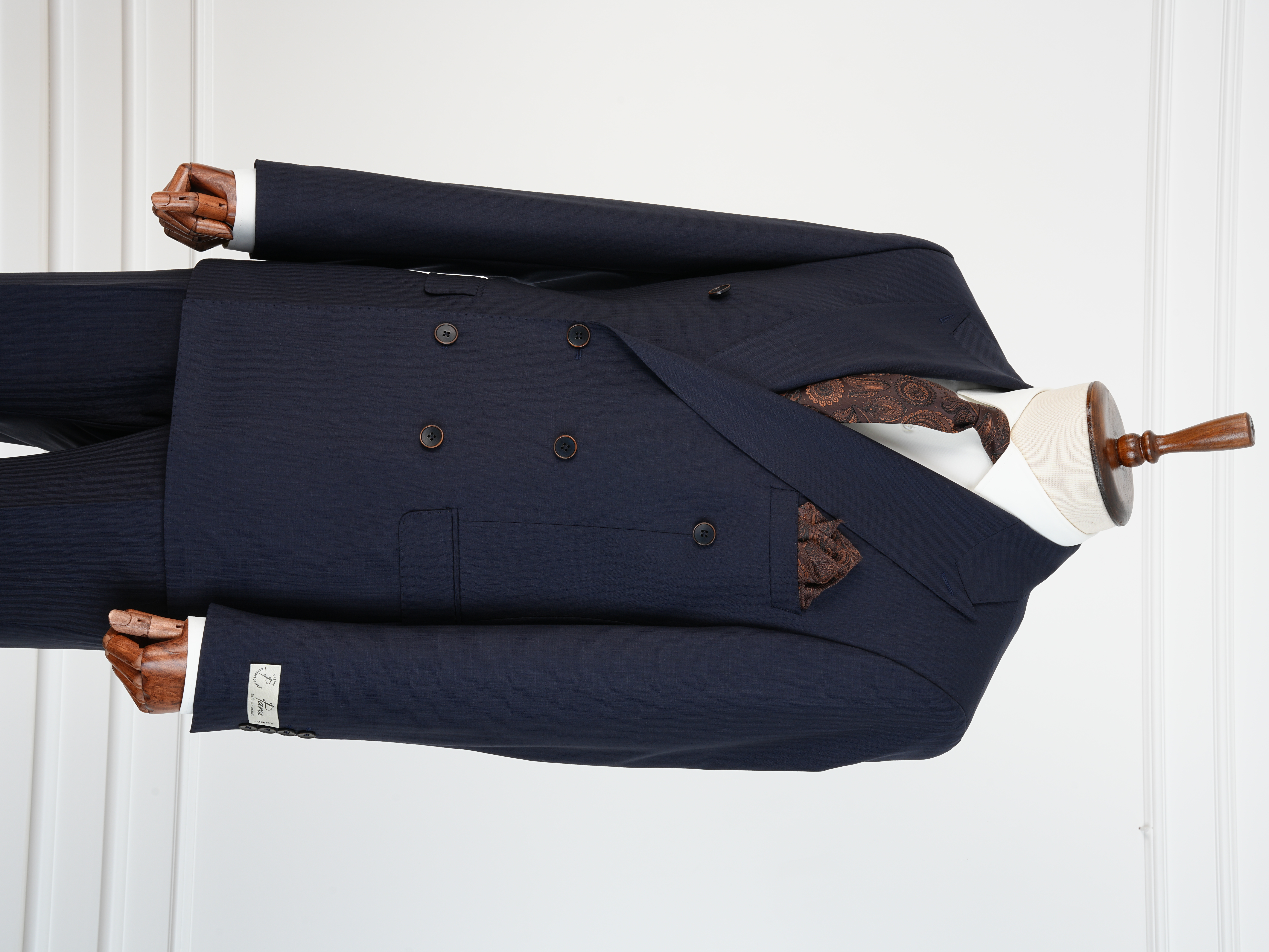 Premium Yünlü Erkek Kruvaze Takım Elbise Slim Fit İtalyan Stil Ceket Pantolon - Lacivert