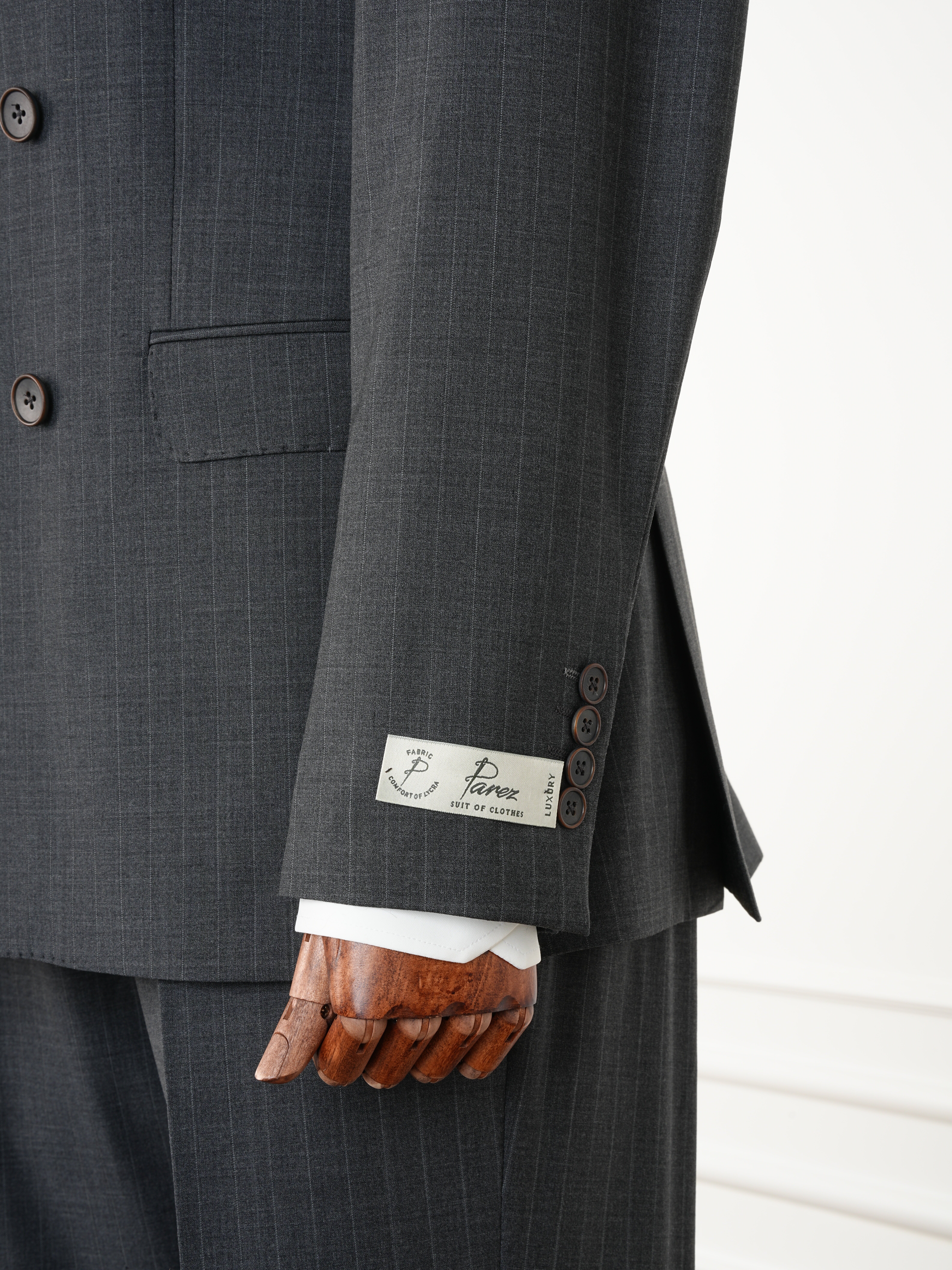 Premium Yünlü Erkek Kruvaze Takım Elbise Slim Fit İtalyan Stil Ceket Pantolon - Gri