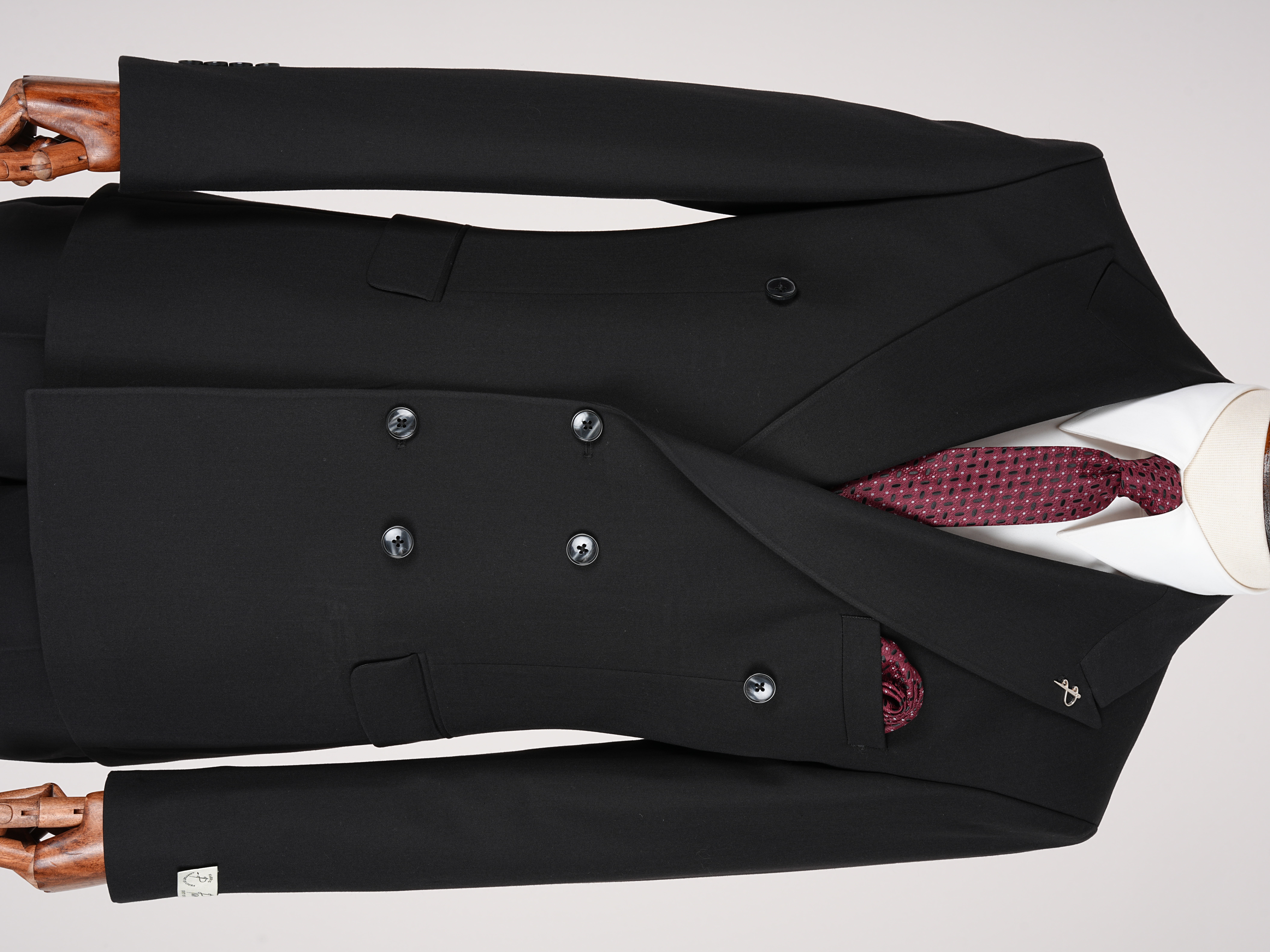 Premium Mens Double-Breasted italian Slim-Fit Suit Jacket & Trousers - Black