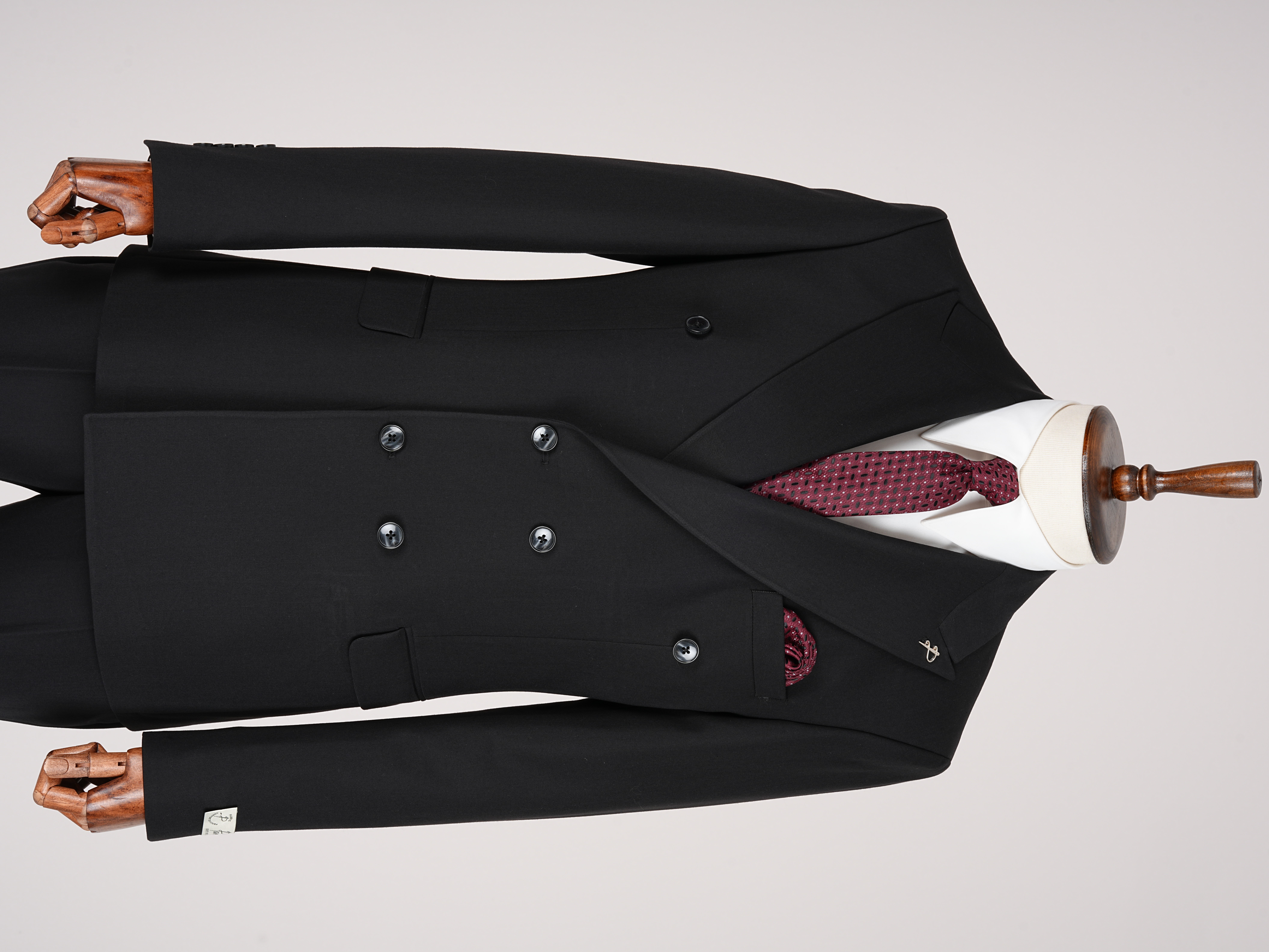 Premium Mens Double-Breasted italian Slim-Fit Suit Jacket & Trousers - Black