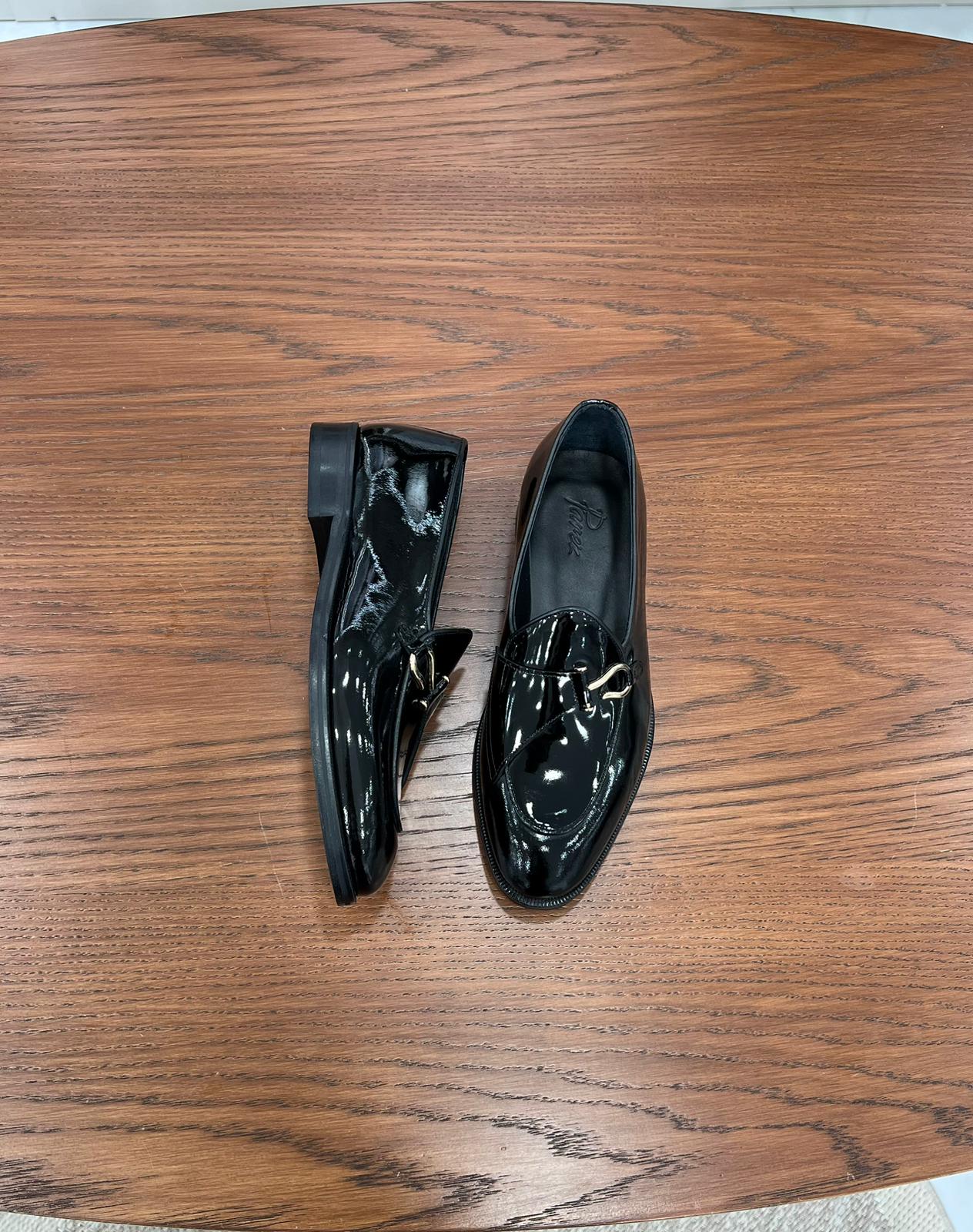 Erkek Premium Deri Rugan Dana İç Astar Double Kösele Ayakkabı - Siyah Rugan - Siyah Rugan