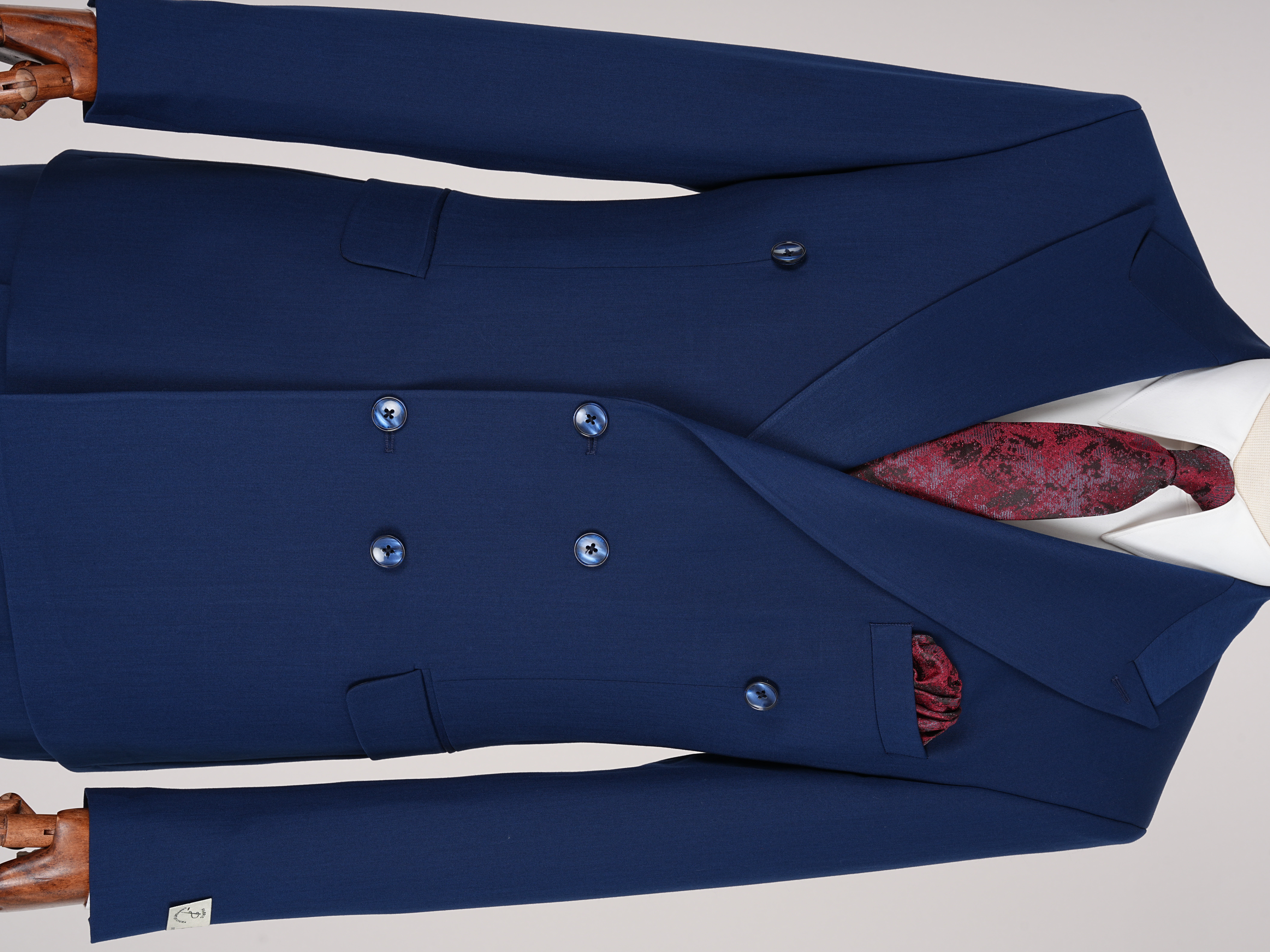 Premium Mens Double-Breasted italian Slim-Fit Suit Jacket & Trousers - Navy