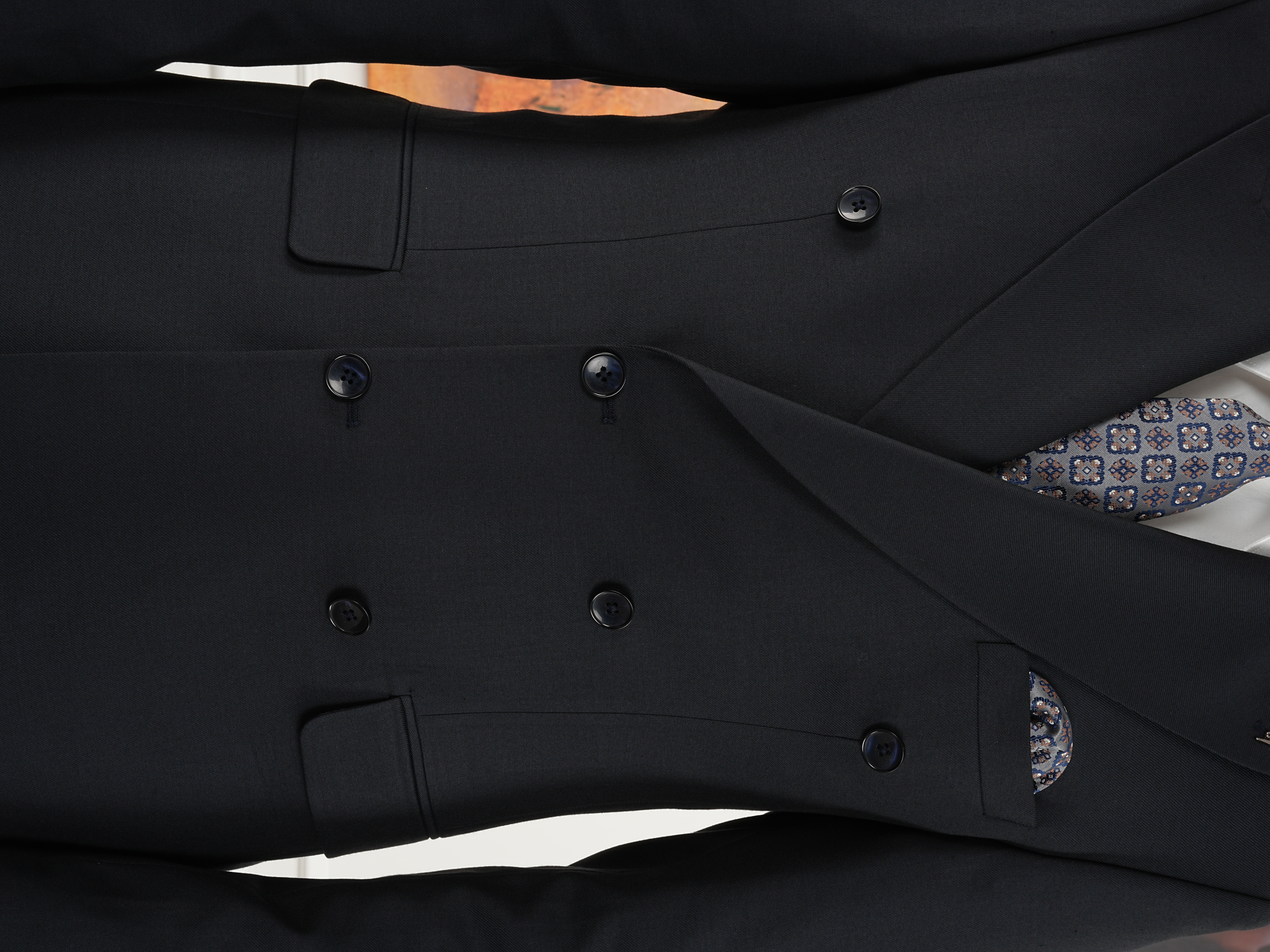 Erkek Slim Fit İtalyan Stil Kruvaze Takım Elbise Ceket Pantolon - Koyu Lacivert