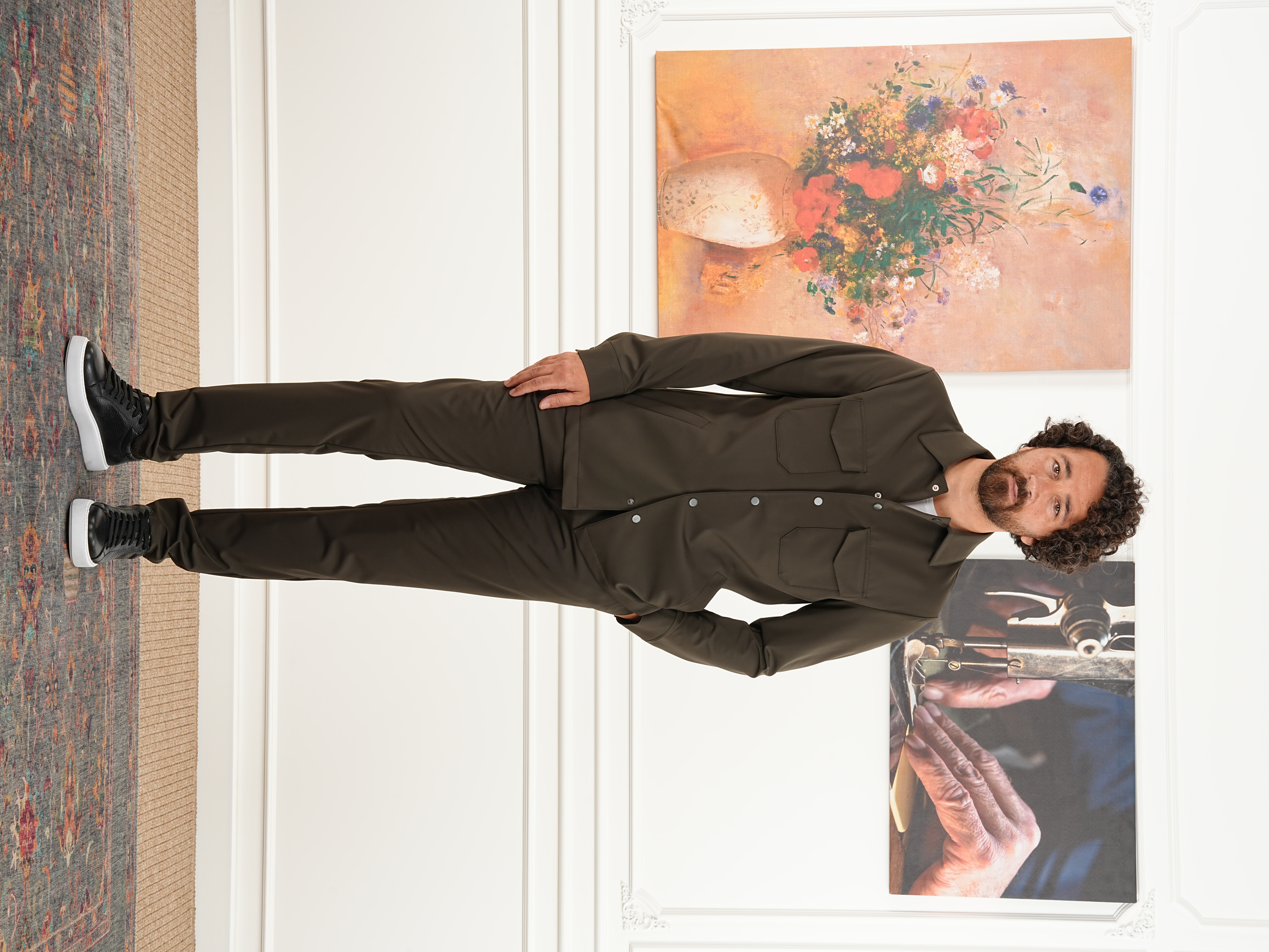 Erkek Slim Fit İtalyan Stil Safari Takım Ceket Pantolon - Haki