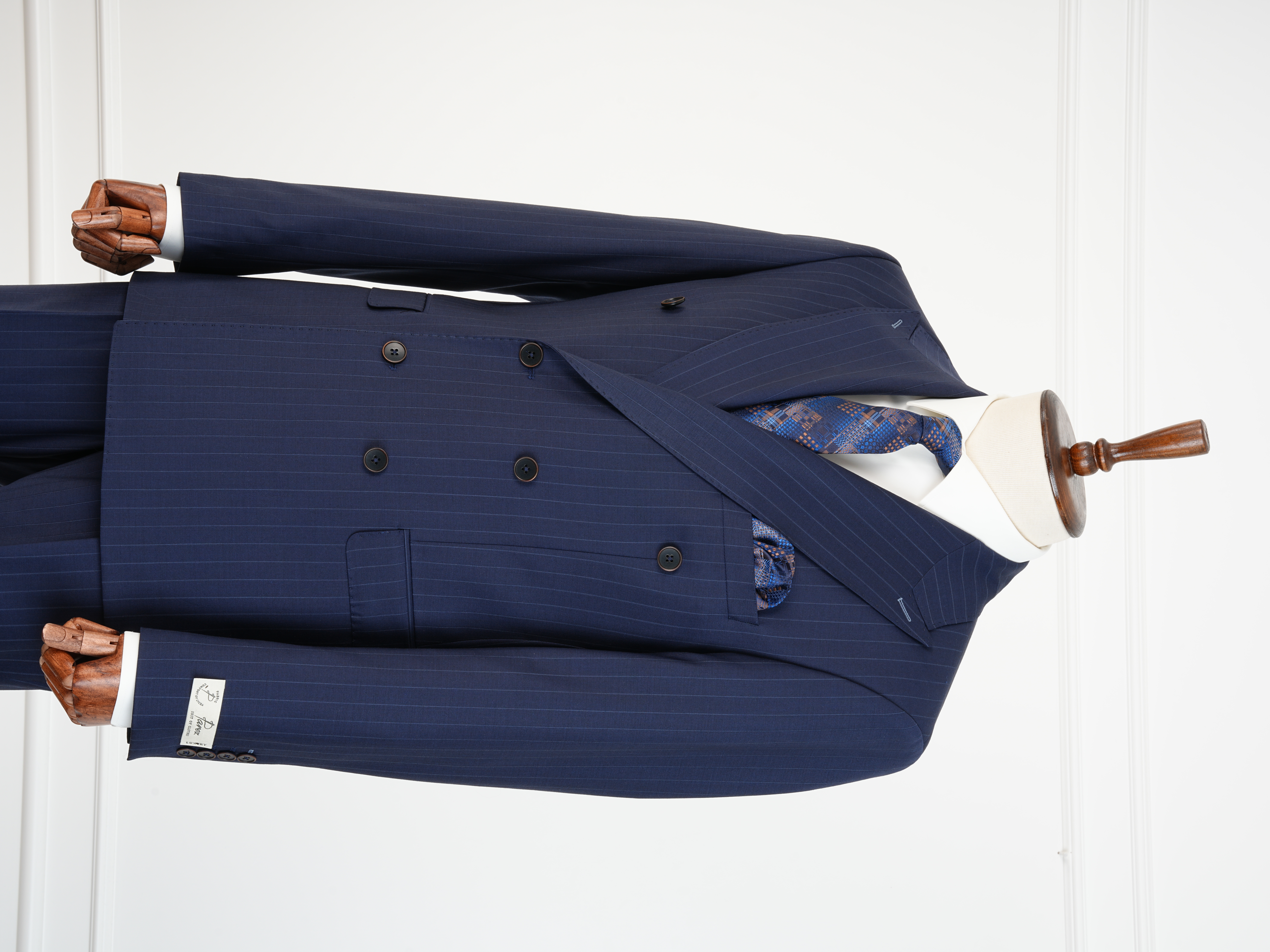 Premium Yünlü Erkek Kruvaze Takım Elbise Slim Fit İtalyan Stil Ceket Pantolon - Saks Mavisi