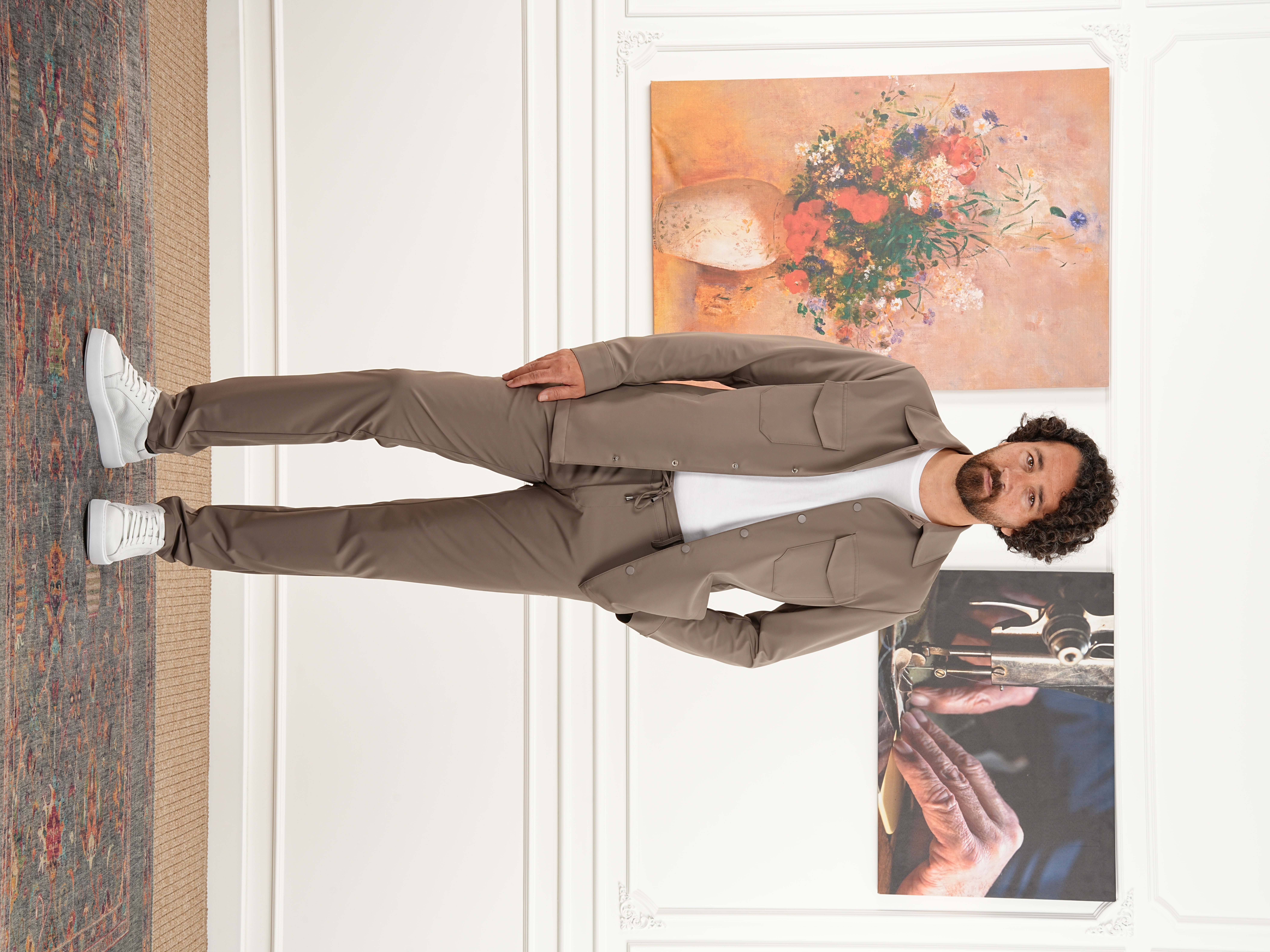 Erkek Slim Fit İtalyan Stil Safari Takım Ceket Pantolon - Sütlü Kahve