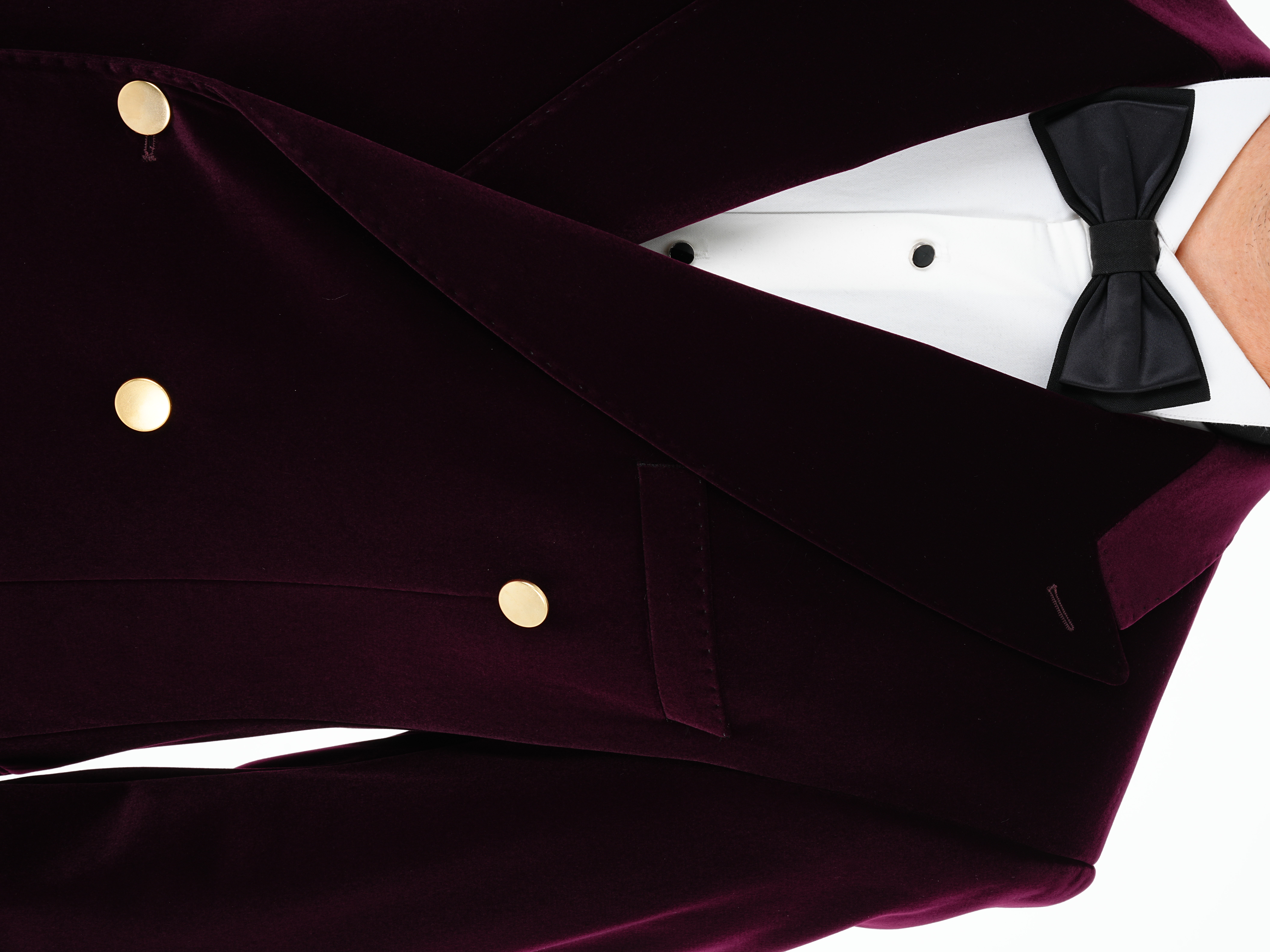 Premium Erkek Kadife Kruvaze Smokin Damatlık Gold Düğme Punto Dikişli Ceket Pantolon Papyon - Mor