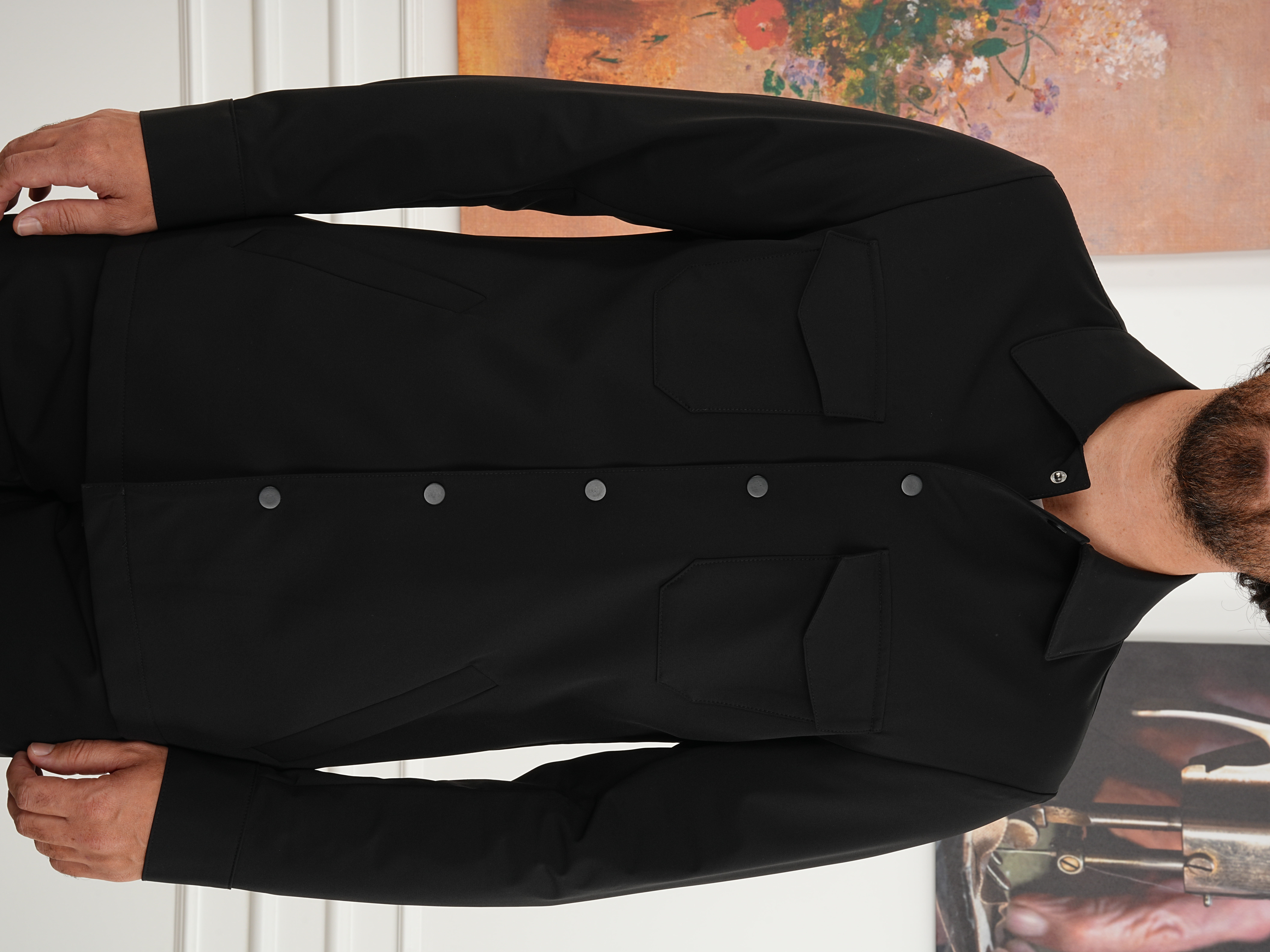 Erkek Slim Fit İtalyan Stil Safari Takım Ceket Pantolon - Siyah