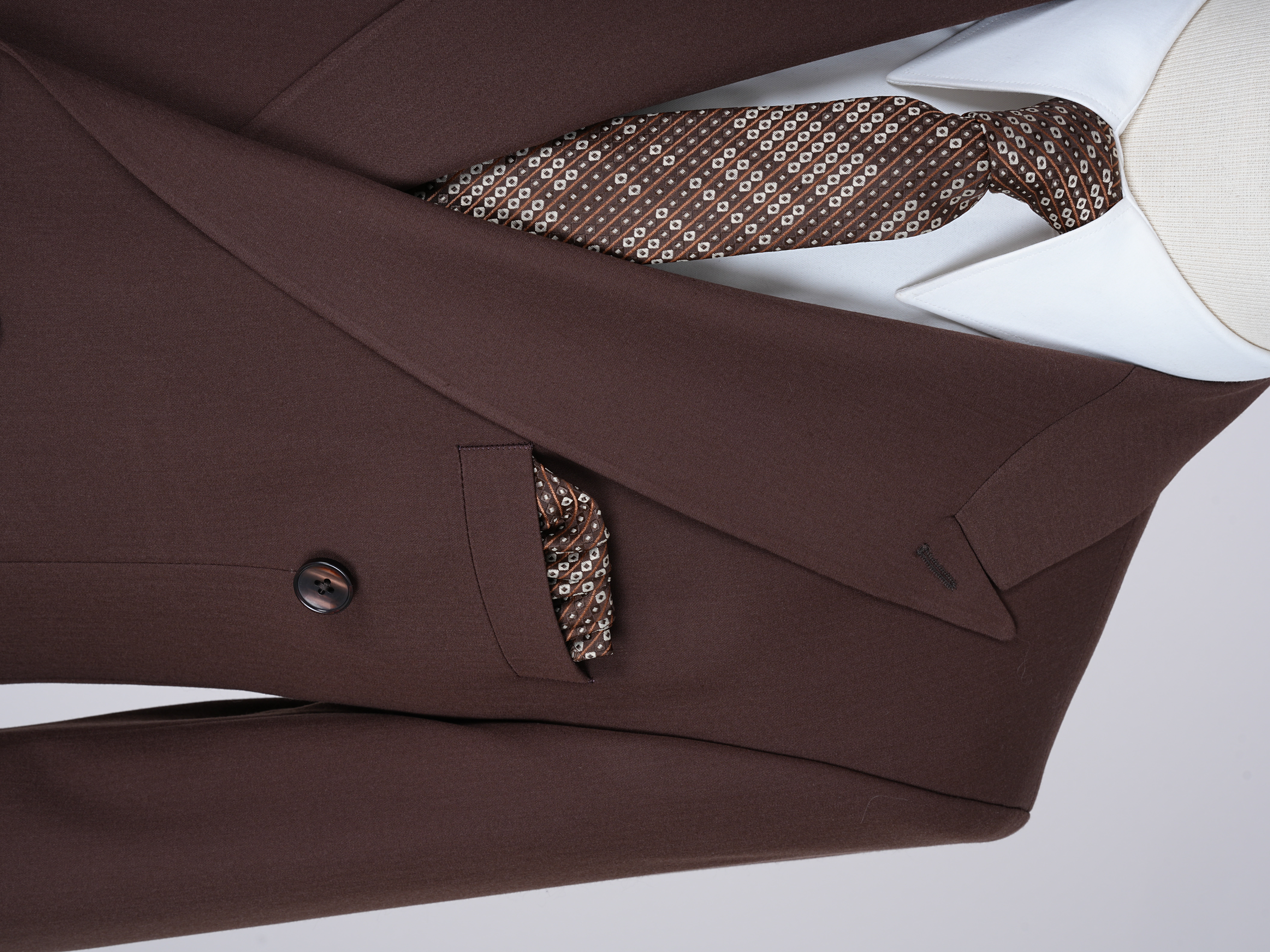 Premium Mens Double-Breasted italian Slim-Fit Suit Jacket & Trousers - Brown