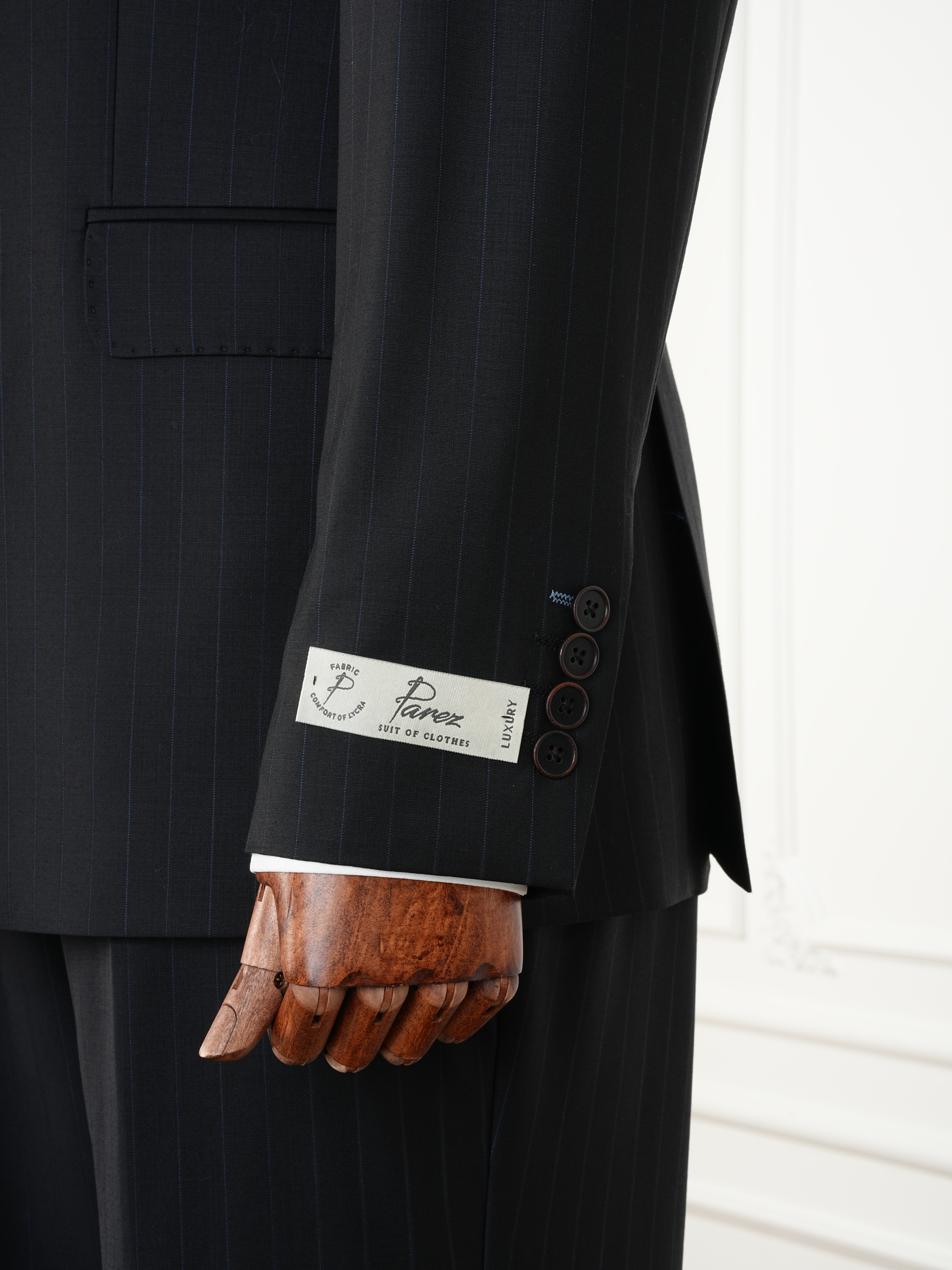 Premium Yünlü Erkek Kruvaze Takım Elbise Slim Fit İtalyan Stil Ceket Pantolon - Siyah