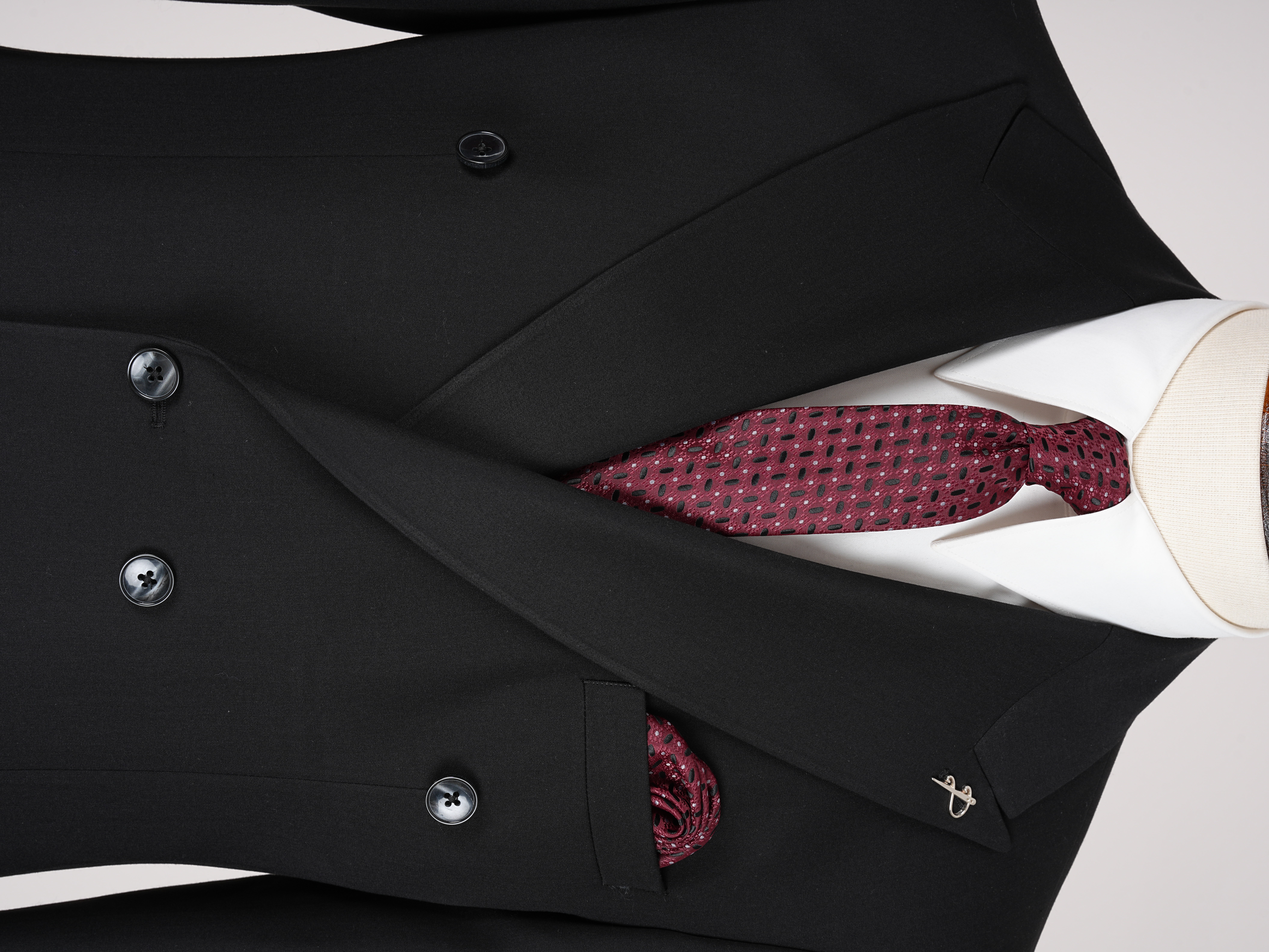 Premium Mens Double-Breasted italian Slim-Fit Suit Jacket & Trousers - Black