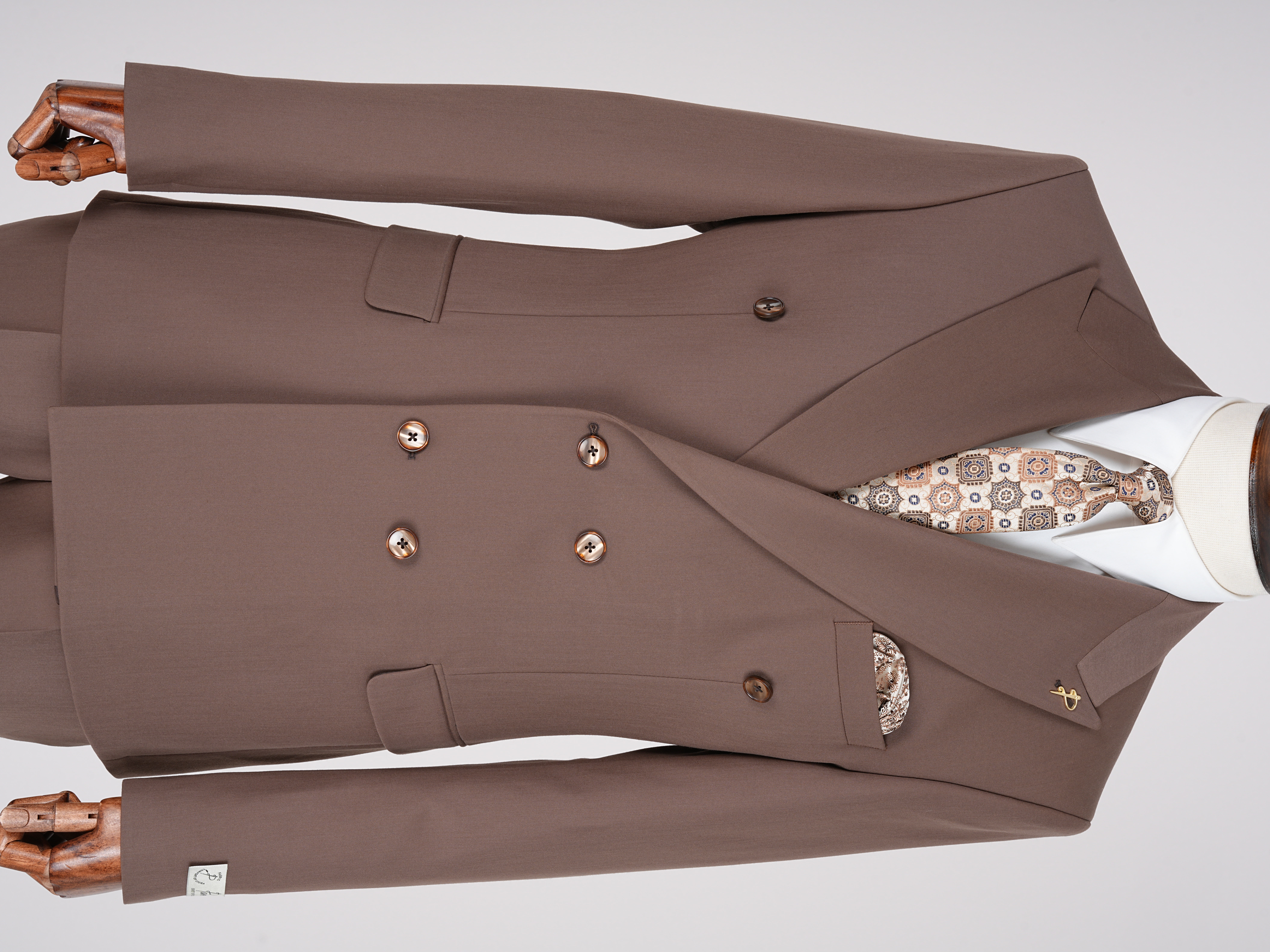 Premium Mens Double-Breasted italian Slim-Fit Suit Jacket & Trousers - Taupe