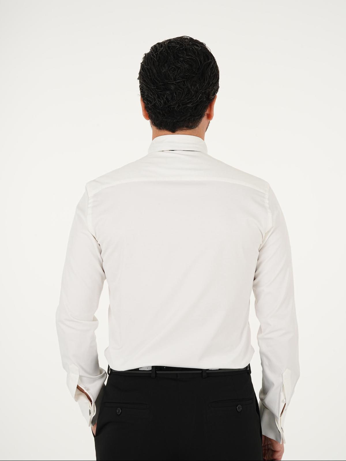 Erkek Premıum Slim Fit Damatlık Ata Yaka Gömlek - Beyaz