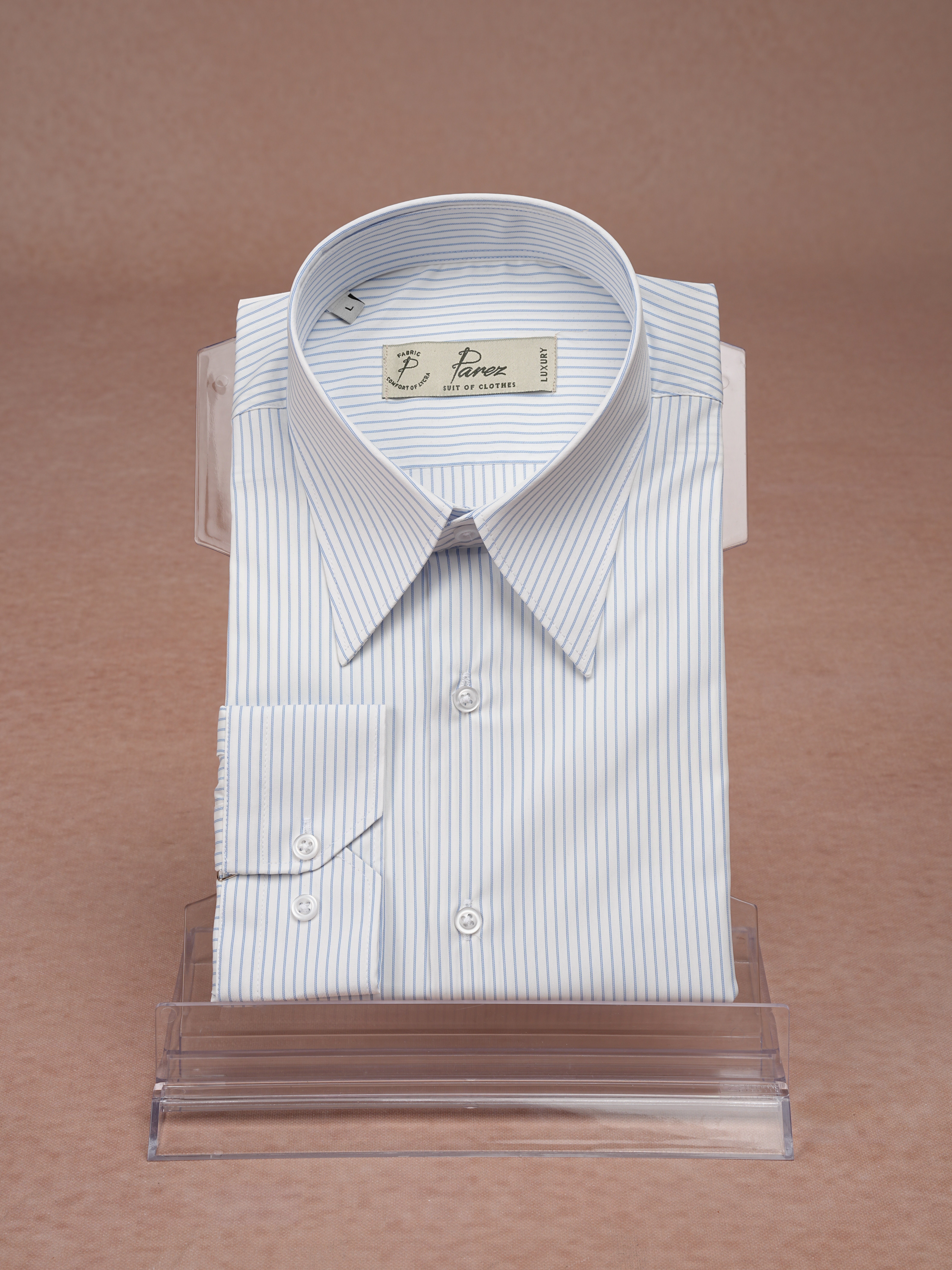 Premium İtalyan Stil Slim Fit Çizgili Sivri Yaka Erkek Gömlek - Mavi