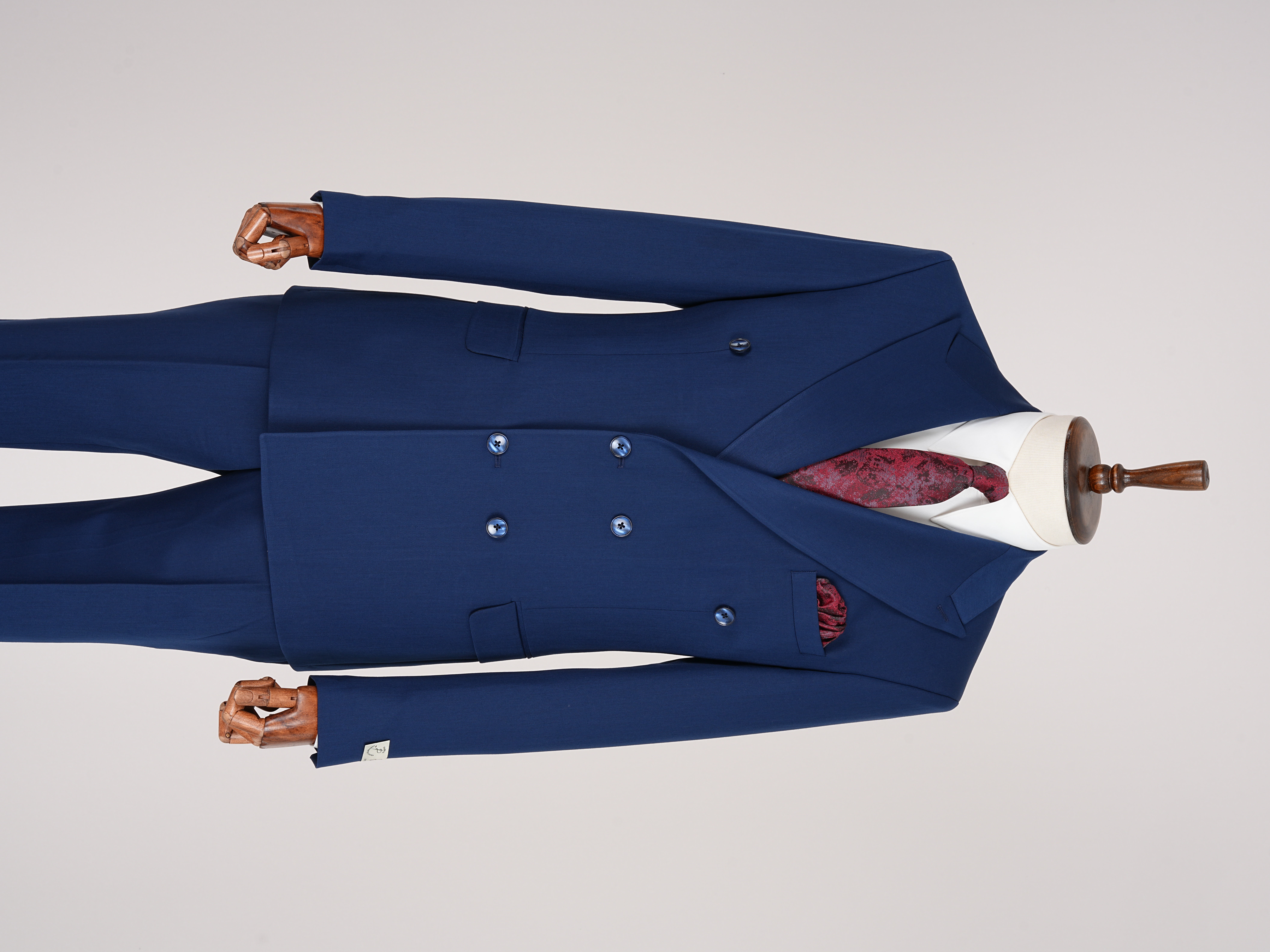Premium Mens Double-Breasted italian Slim-Fit Suit Jacket & Trousers - Navy