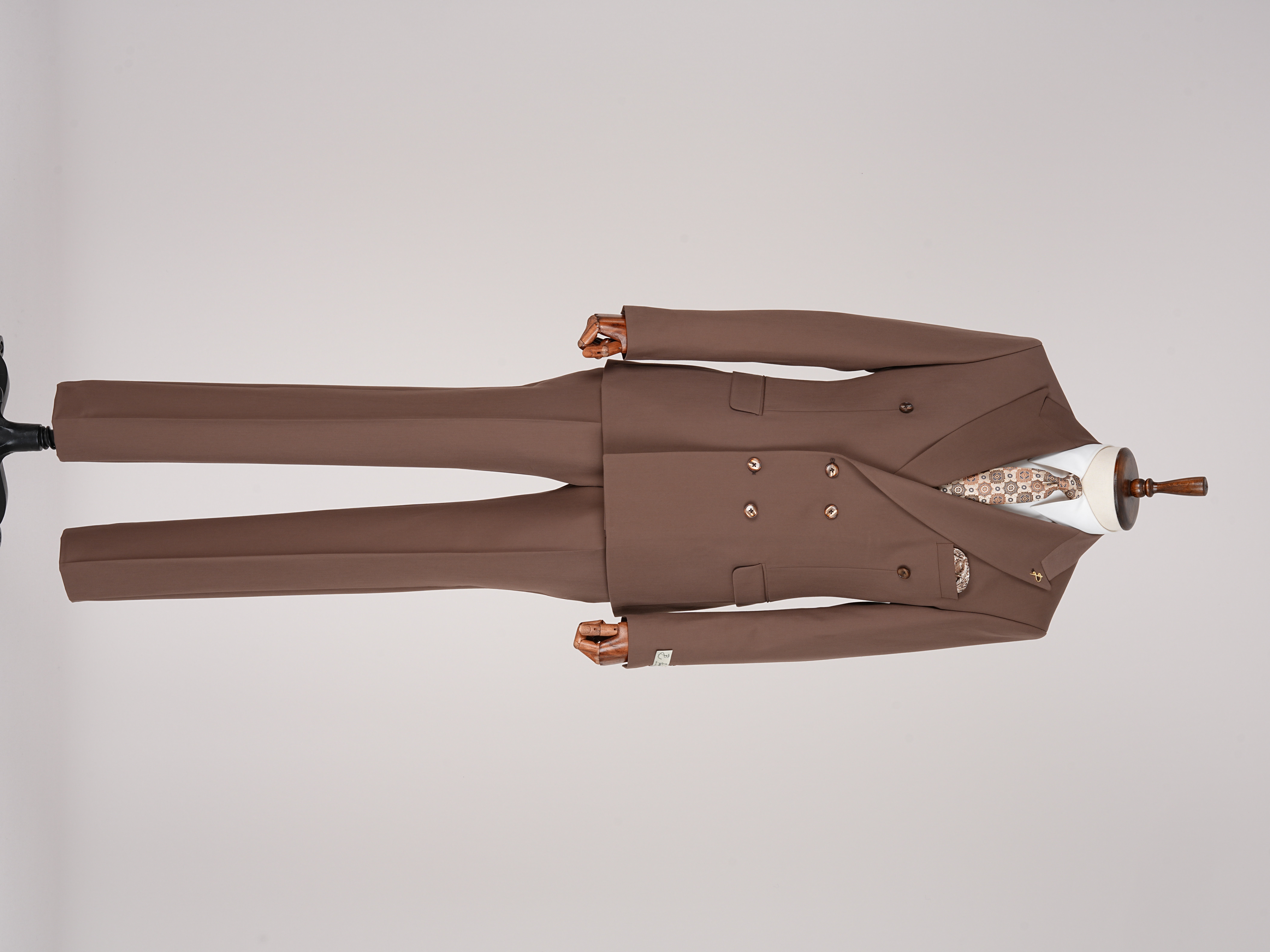 Premium Mens Double-Breasted italian Slim-Fit Suit Jacket & Trousers - Taupe