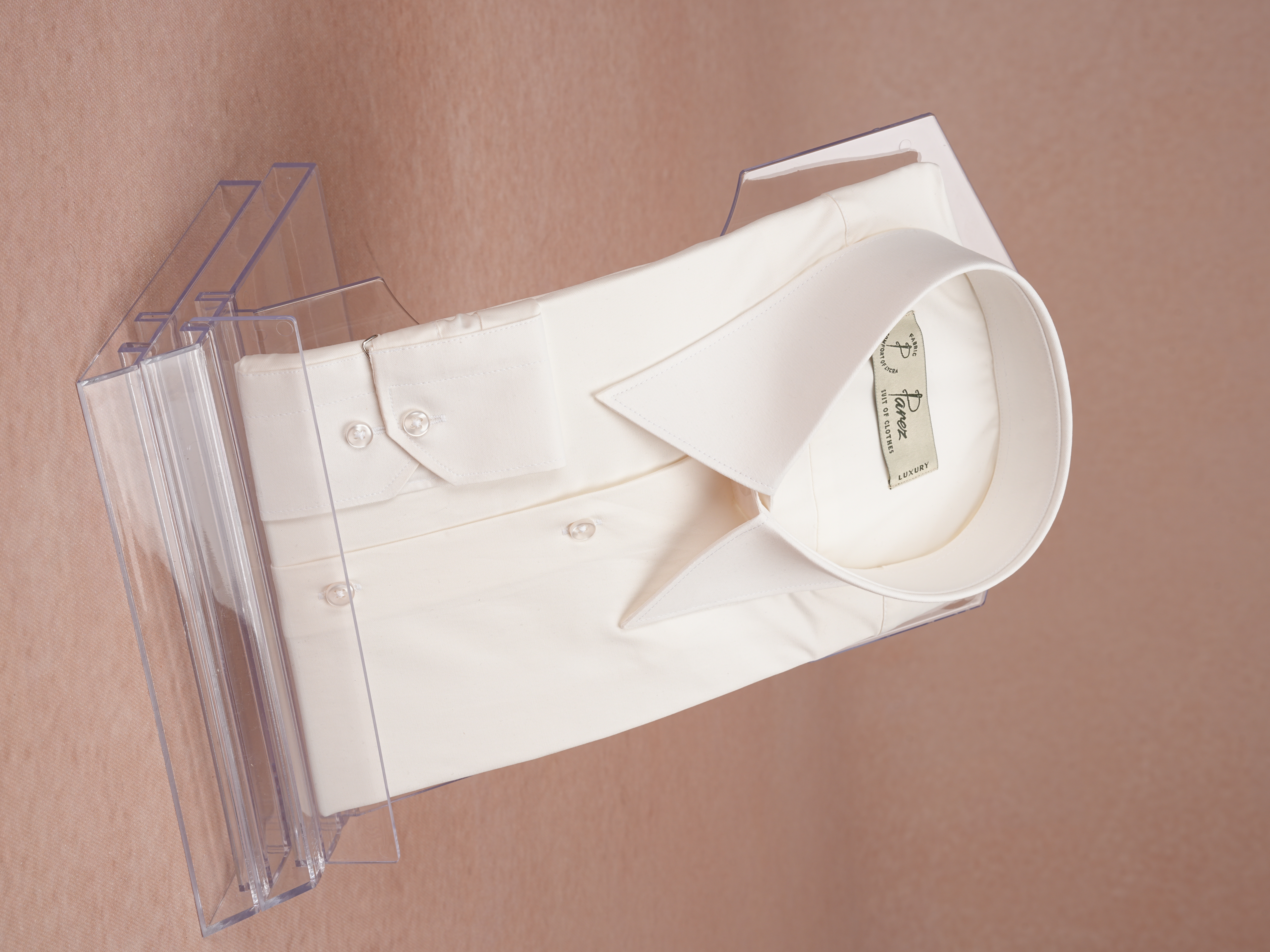 Premium İtalyan Stil Slim Fit Sivri Yaka Erkek Gömlek - Ekru