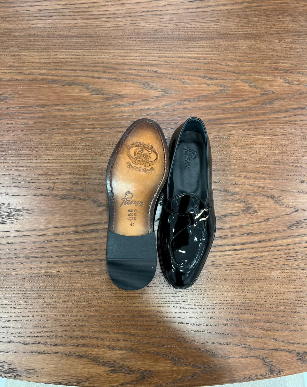 Erkek Premium Deri Rugan Dana İç Astar Double Kösele Ayakkabı - Siyah Rugan - Siyah Rugan