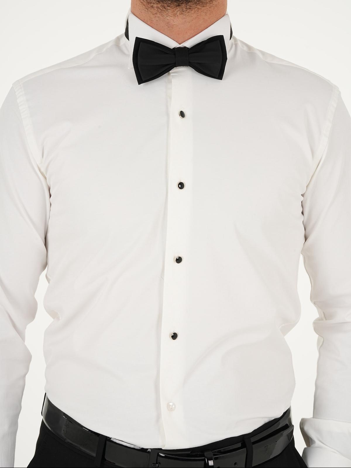 Erkek Premıum Slim Fit Damatlık Ata Yaka Gömlek - Beyaz