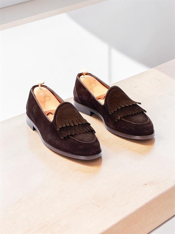 Metis süet deri
Dana astar 
Double kösele
Özel el boyama kösele rengi Ayakkabı - Acı Kahve