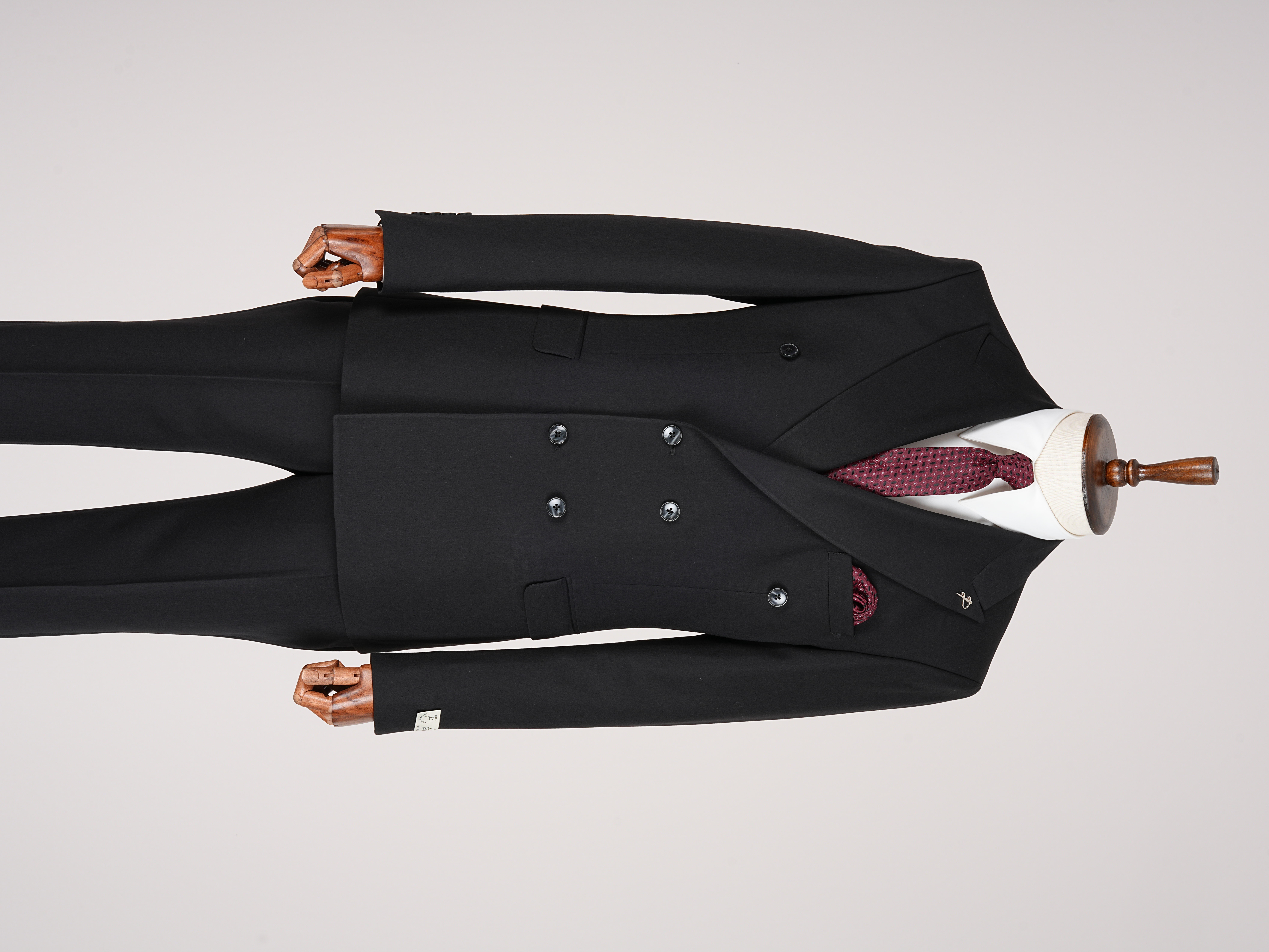 Premium Mens Double-Breasted italian Slim-Fit Suit Jacket & Trousers - Black