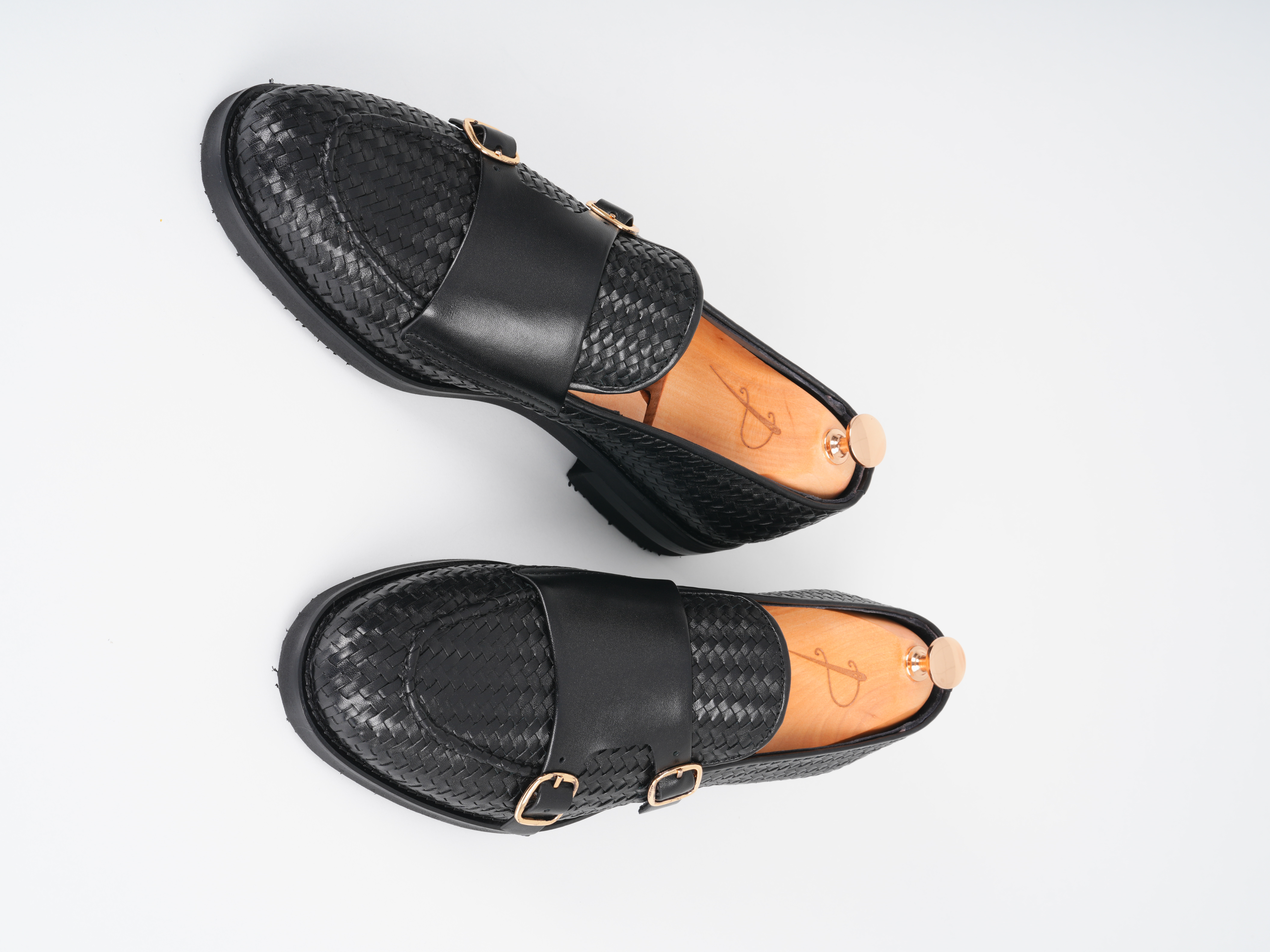 El Örme Deri Eva Tabanlı Premium Dana Deri Ayakkabı - Siyah