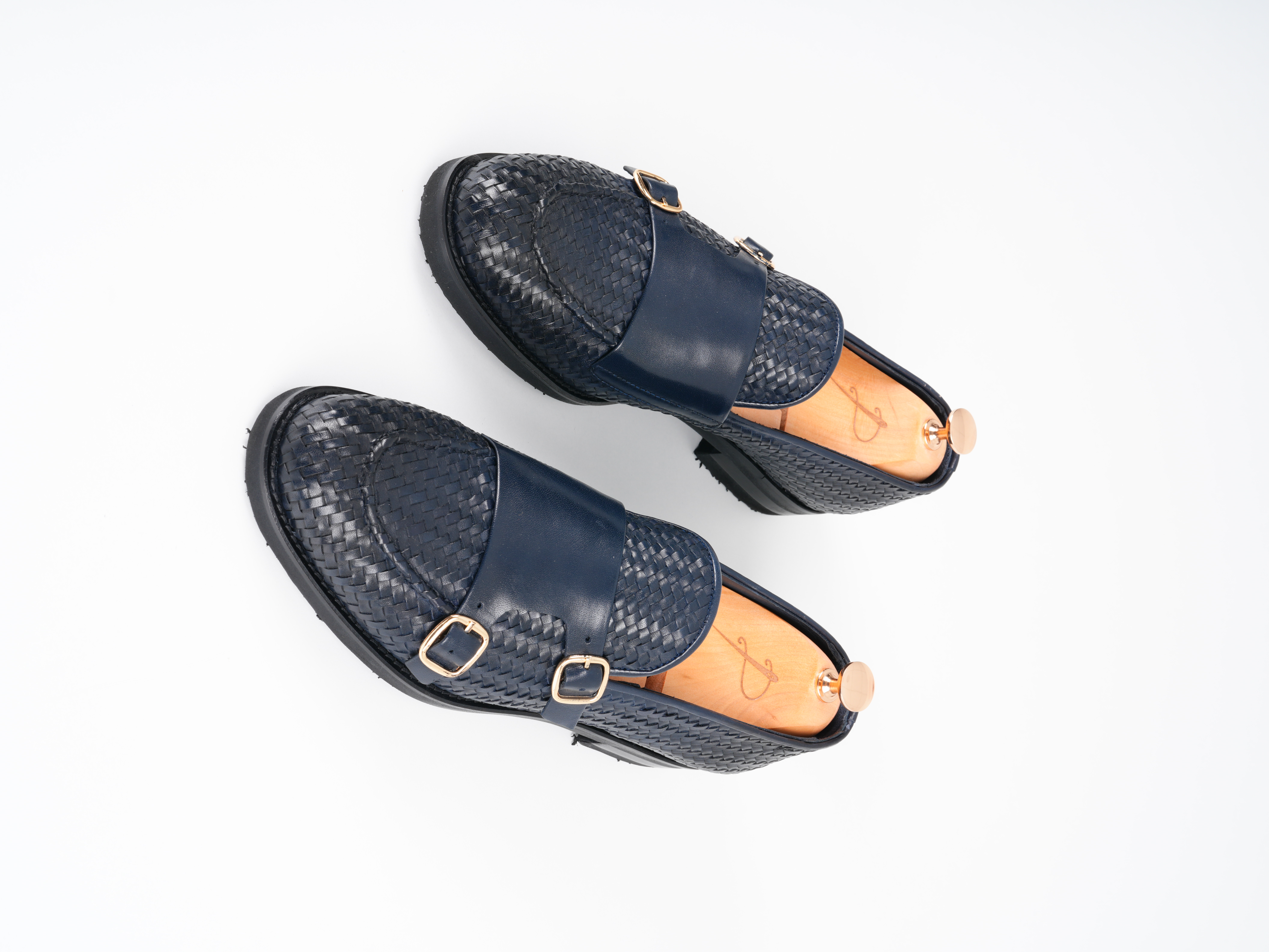 El Örme Deri Eva Tabanlı Premium Dana Deri Ayakkabı - Lacivert