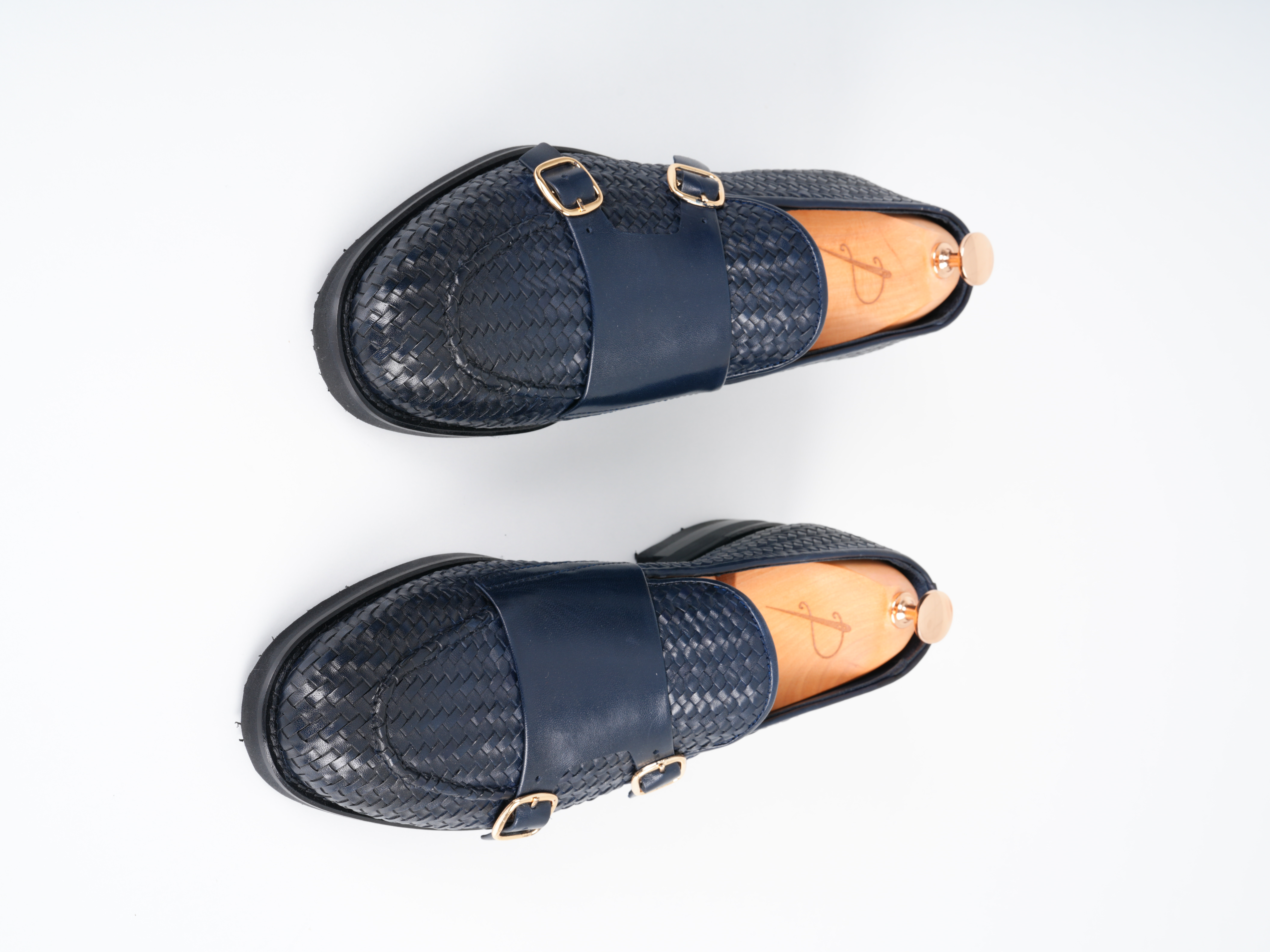 El Örme Deri Eva Tabanlı Premium Dana Deri Ayakkabı - Lacivert