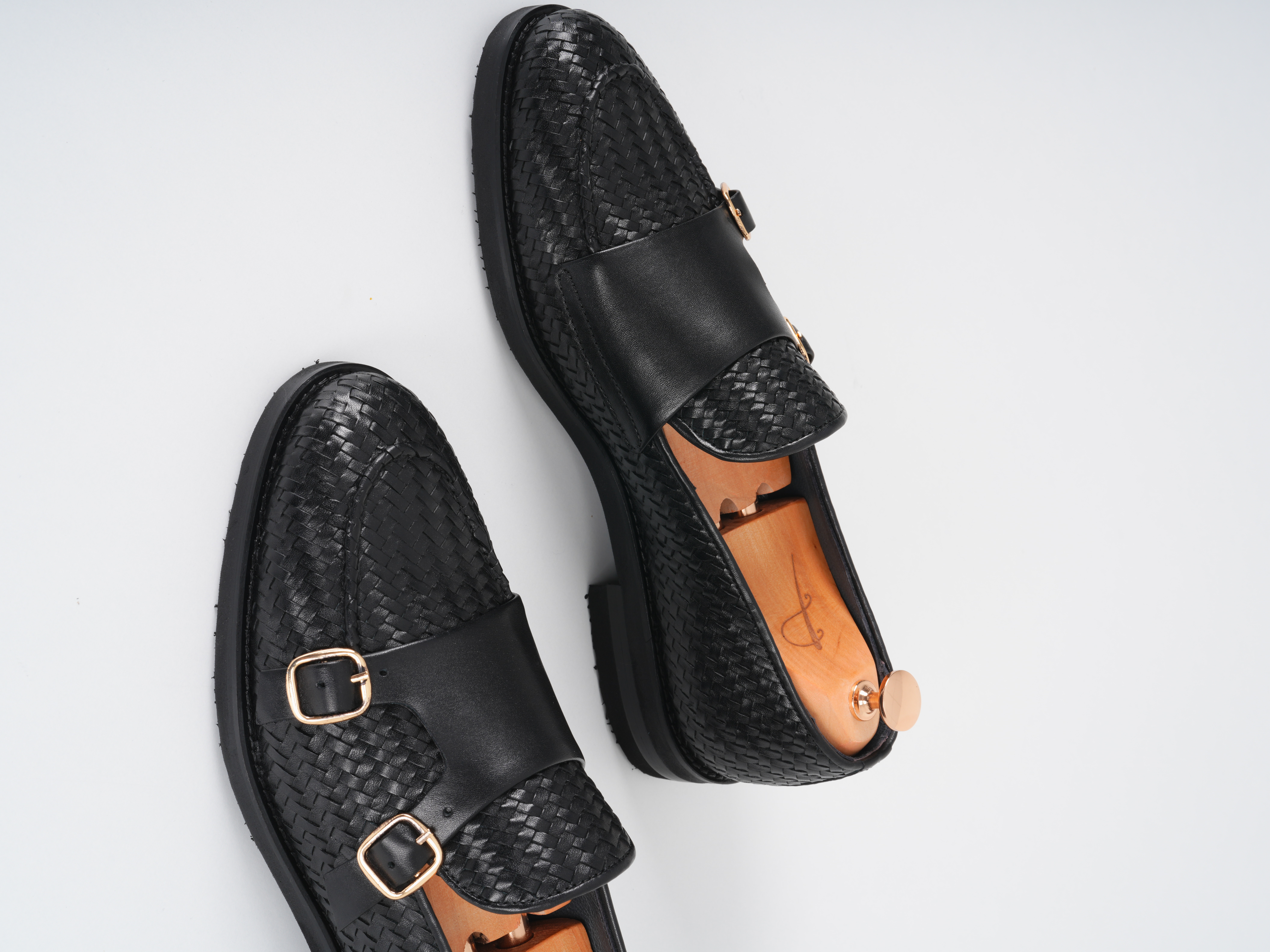 El Örme Deri Eva Tabanlı Premium Dana Deri Ayakkabı - Siyah