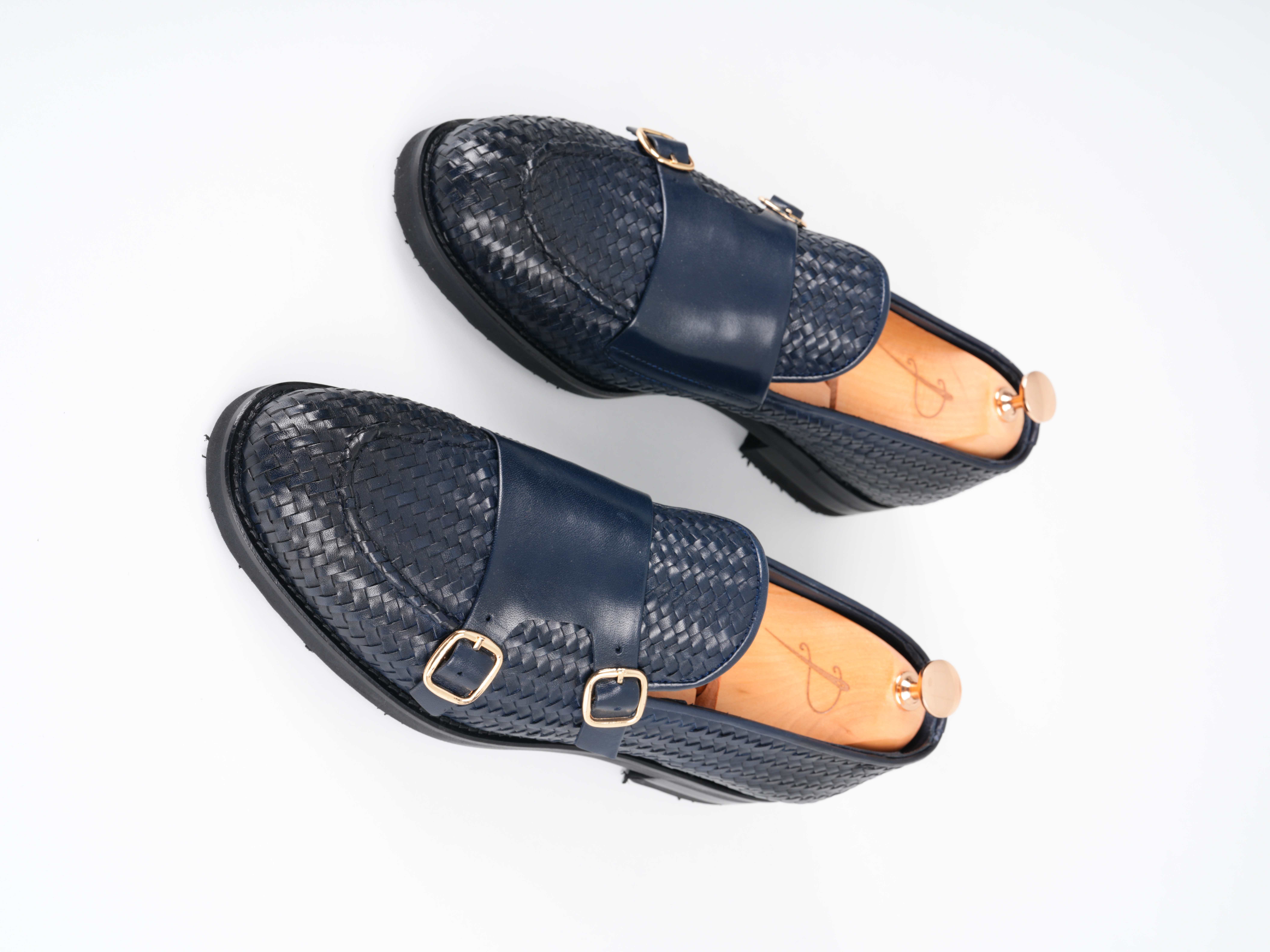 El Örme Deri Eva Tabanlı Premium Dana Deri Ayakkabı - Lacivert