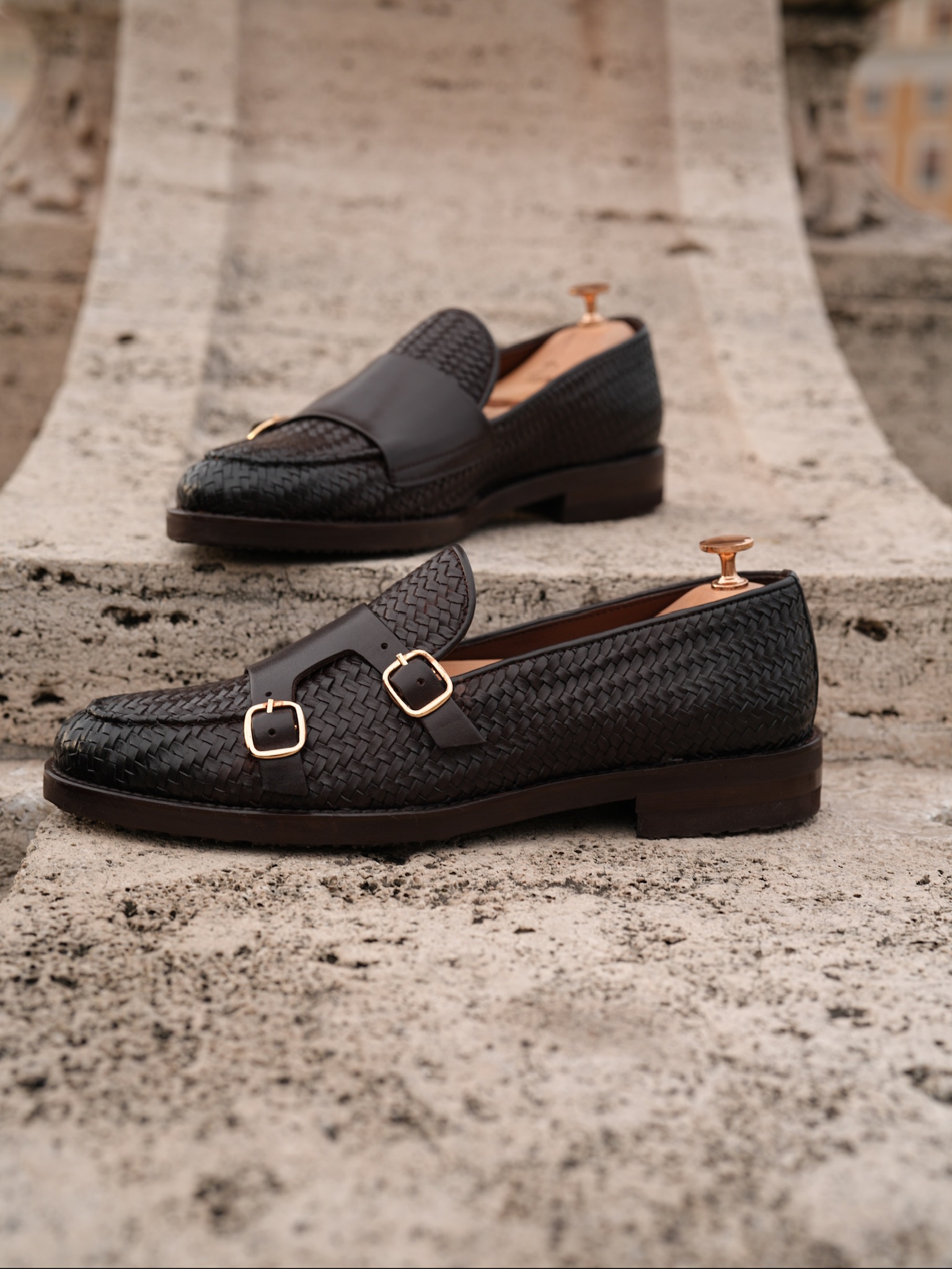 El Örme Deri Eva Tabanlı Premium Dana Deri Ayakkabı - Acı Kahve