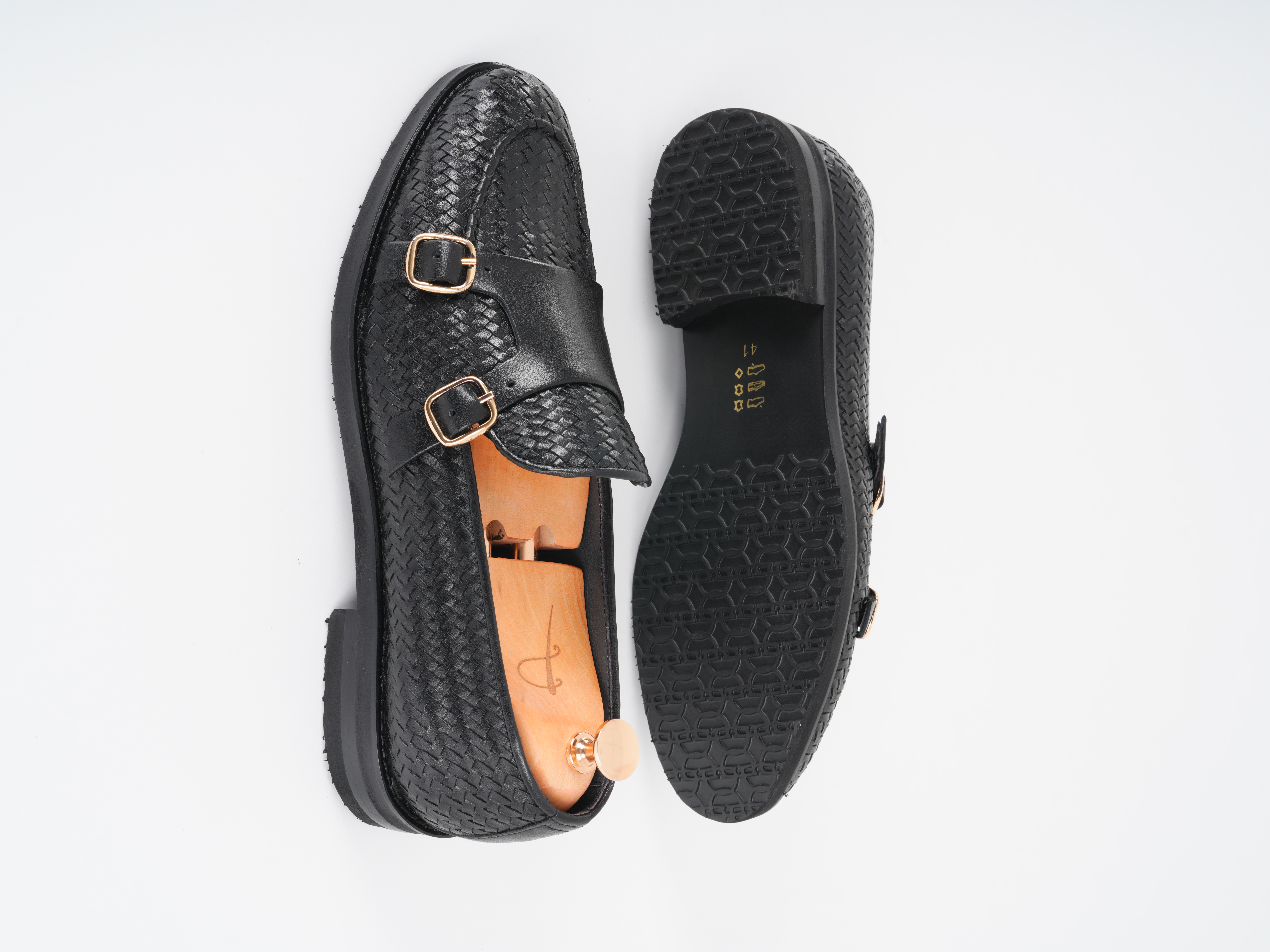 El Örme Deri Eva Tabanlı Premium Dana Deri Ayakkabı - Siyah