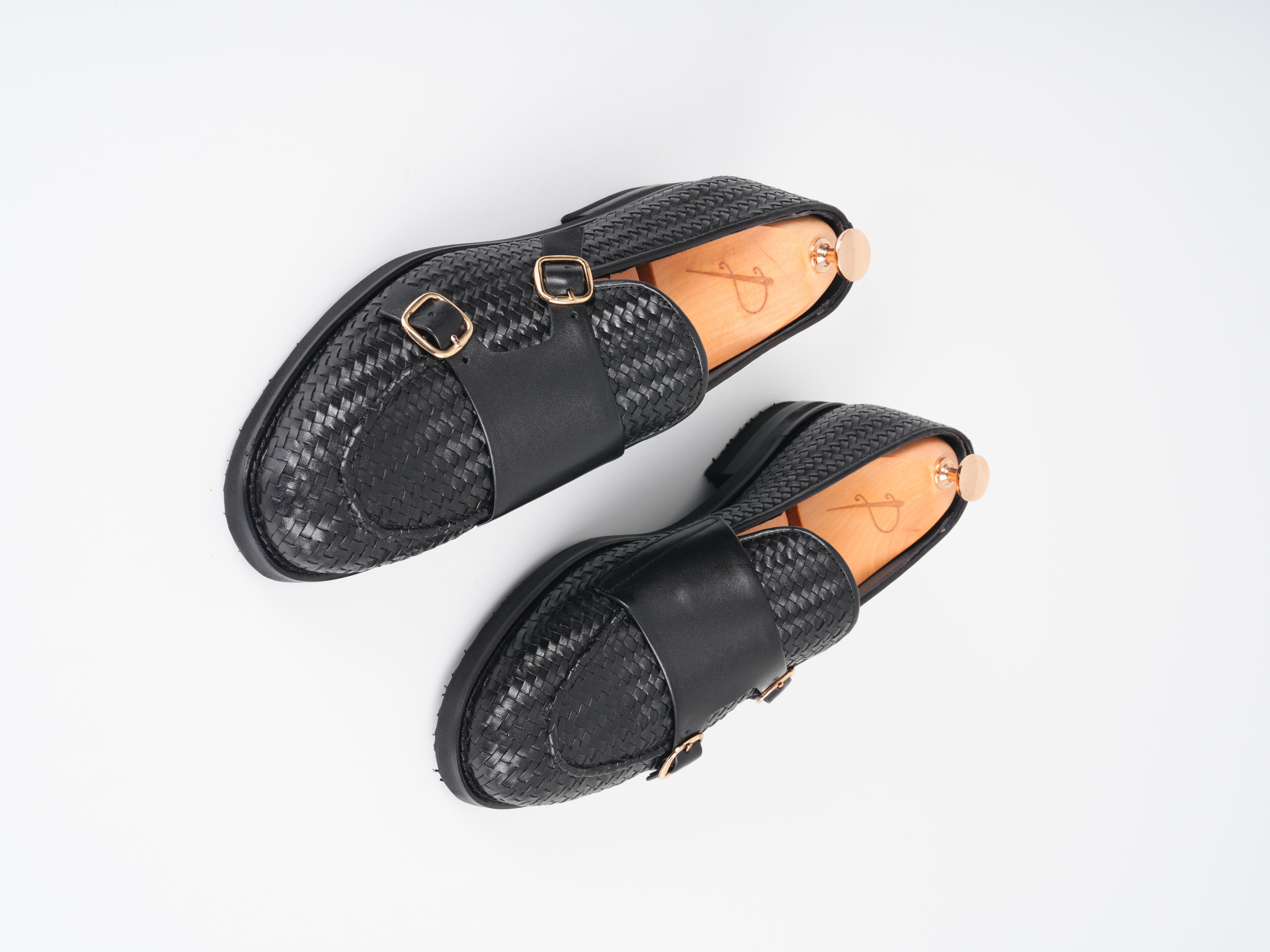 El Örme Deri Eva Tabanlı Premium Dana Deri Ayakkabı - Siyah