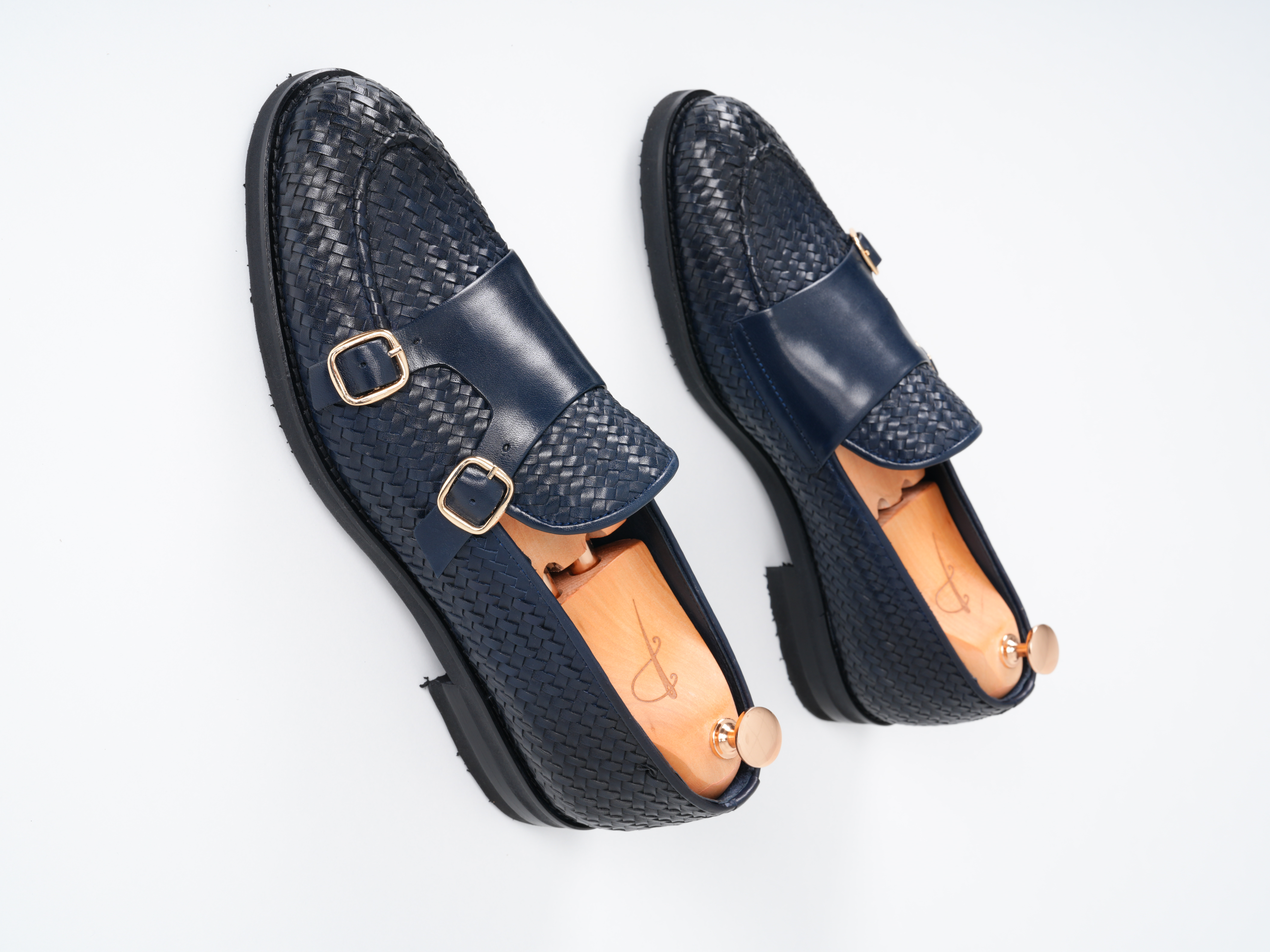 El Örme Deri Eva Tabanlı Premium Dana Deri Ayakkabı - Lacivert